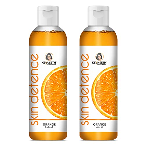 Keya Seth Aromatherapy Skin Defence Orange Body Oil - Skin Lightening & Rejuvenating, Non-Sticky Moisturizer with Vitamin C for Men & Women - 200ml (Pack of 2) - Perfect for Daily Use After Bath, Massage & Relaxation Therapy