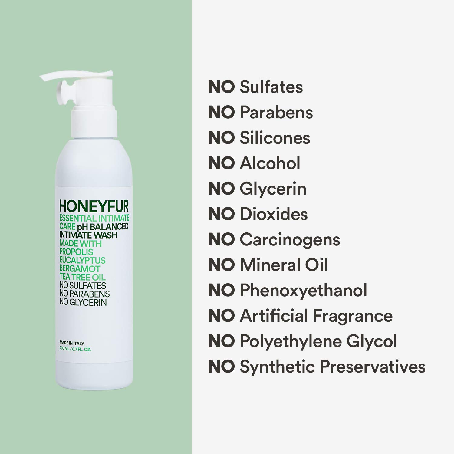 HONEYFUR pH Balanced Feminine Wash for Sensitive Skin | Natural Intimate Hygiene Cleanser | Sulfate & Paraben Free | Soothing & Refreshing Formula | 200ml (6.7 fl oz) | Gentle Daily Care for Women | Perfect for Post-Workout, Travel & Menstrual Cycle Comfort