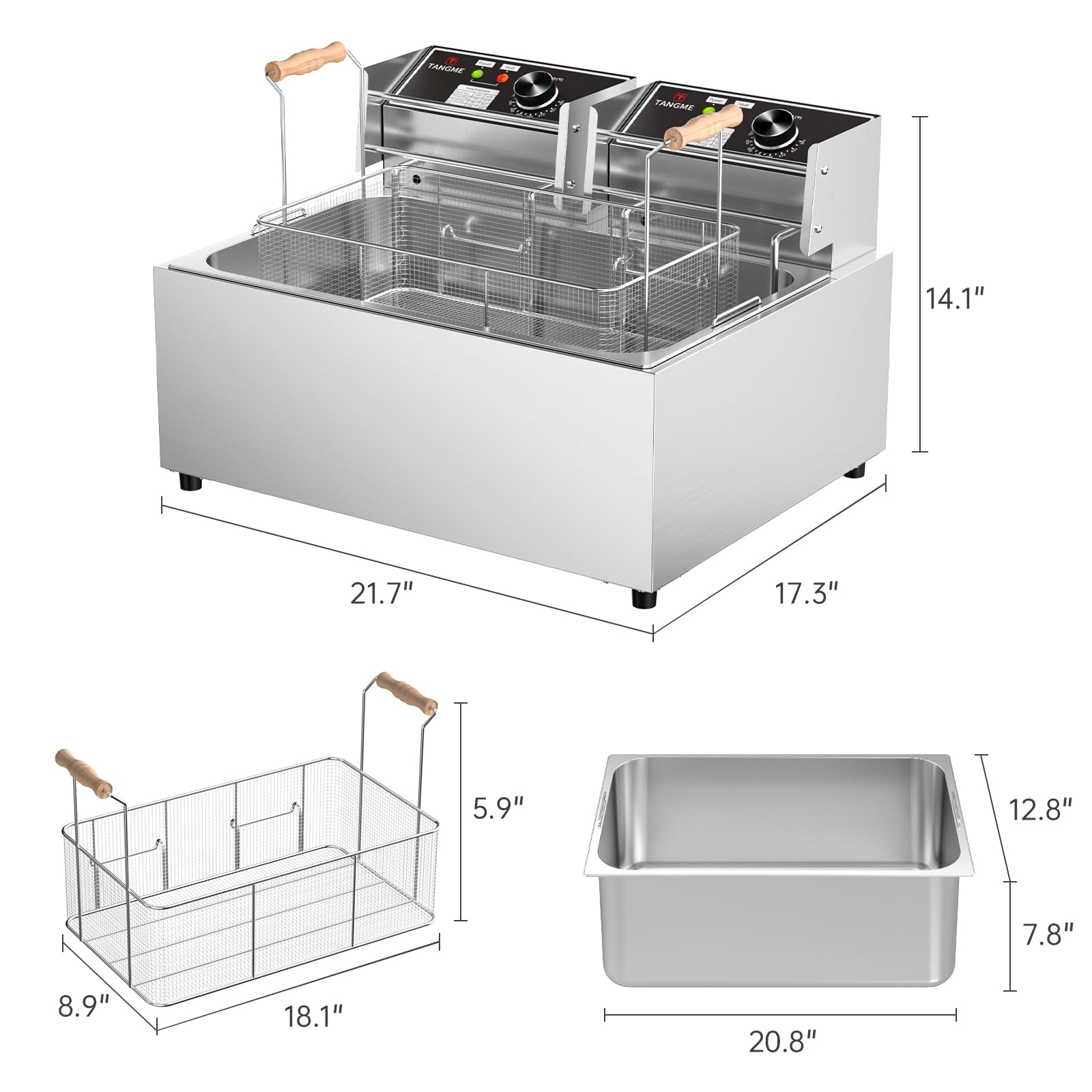 Upgraded 31.7Qt Commercial Deep Fryer - Triple Basket Electric Countertop Fryer for Whole Fish or Turkey with Temperature Limiter | UL Certified | Perfect for Restaurants, Catering & Outdoor Cooking