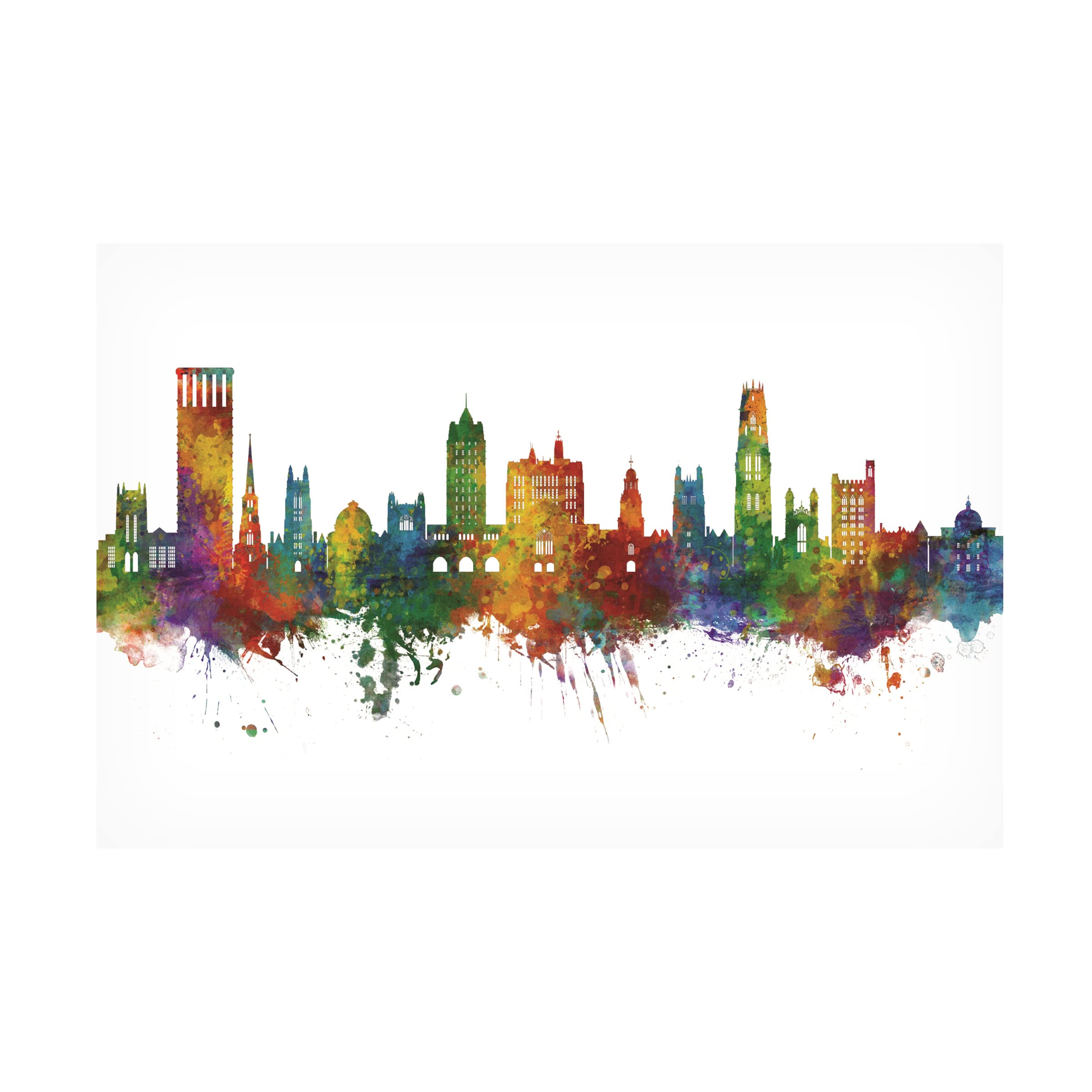 Michael Tompsett 'New Haven Connecticut Skyline' Canvas Wall Art Print - Modern Cityscape Home Decor for Living Room, Office & Bedroom