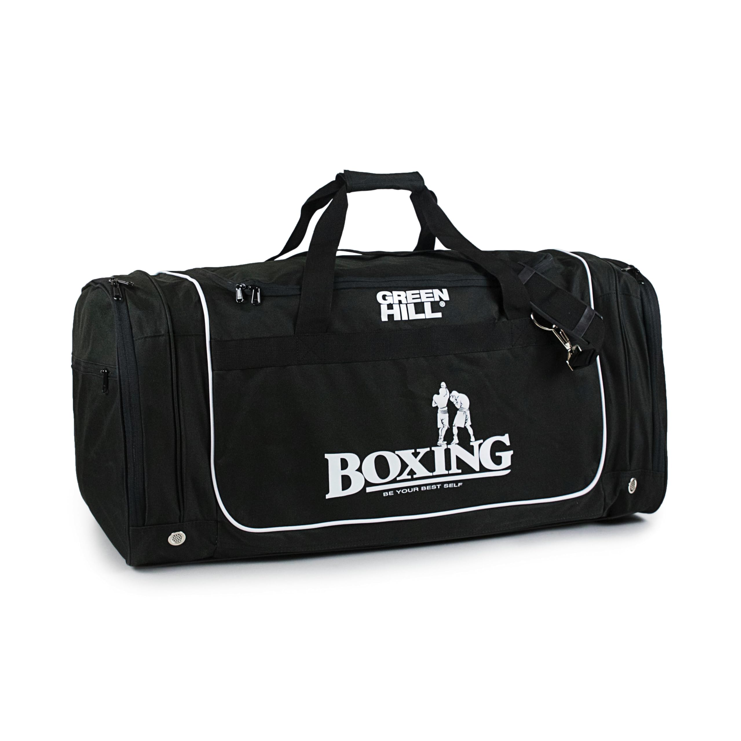 GREEN HILL Large Black Sports Duffel Bag for Boxing, Gym & Fitness - Durable Training Gear for Athletes & Workout Enthusiasts | Perfect for Gym, Travel & Sports Equipment Storage