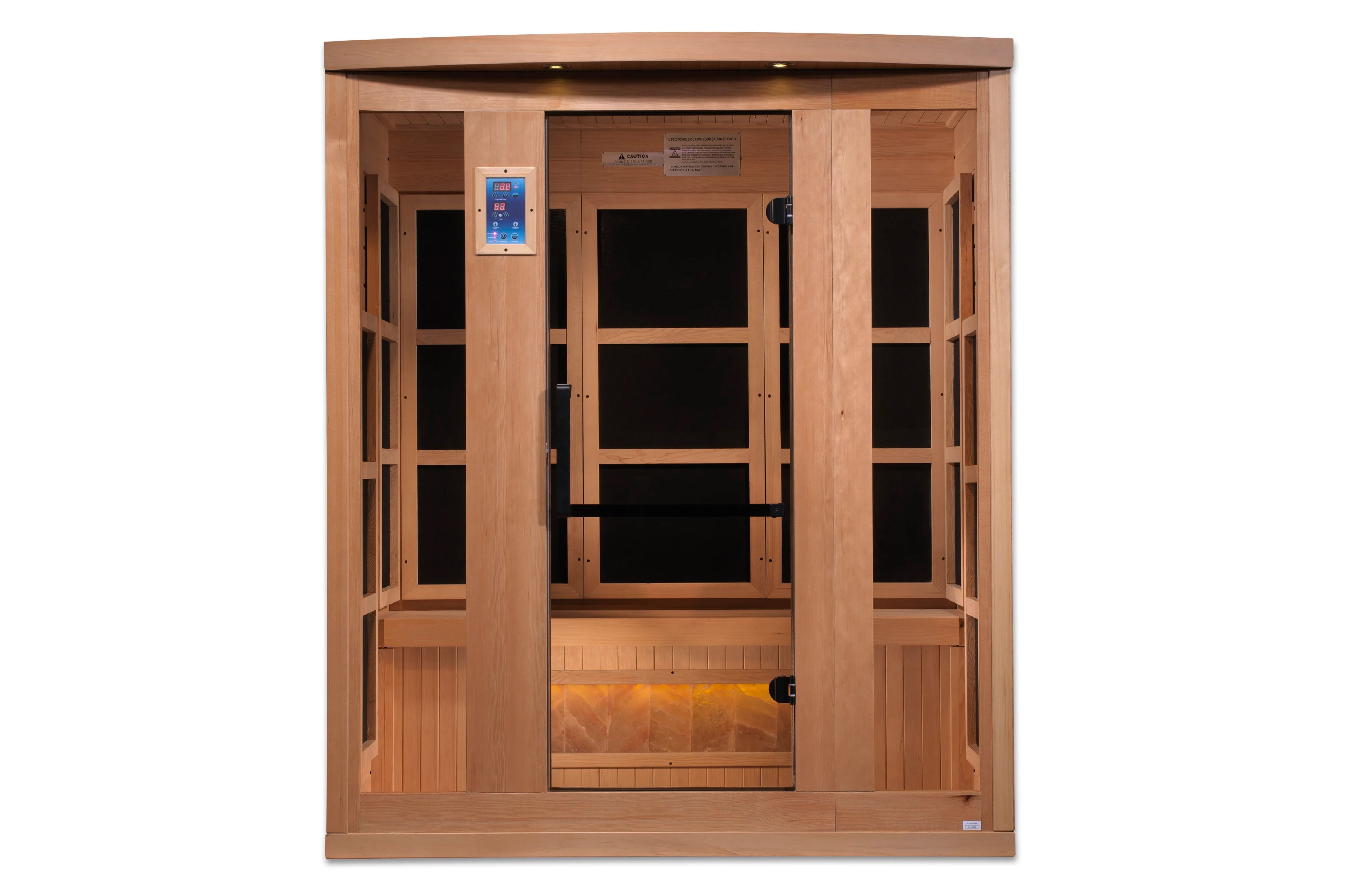 Golden Designs 3 Person Full Spectrum Near Zero EMF FAR Infrared Sauna with Himalayan Salt Bar - Home Spa, Detox & Relaxation Therapy for Wellness Enthusiasts