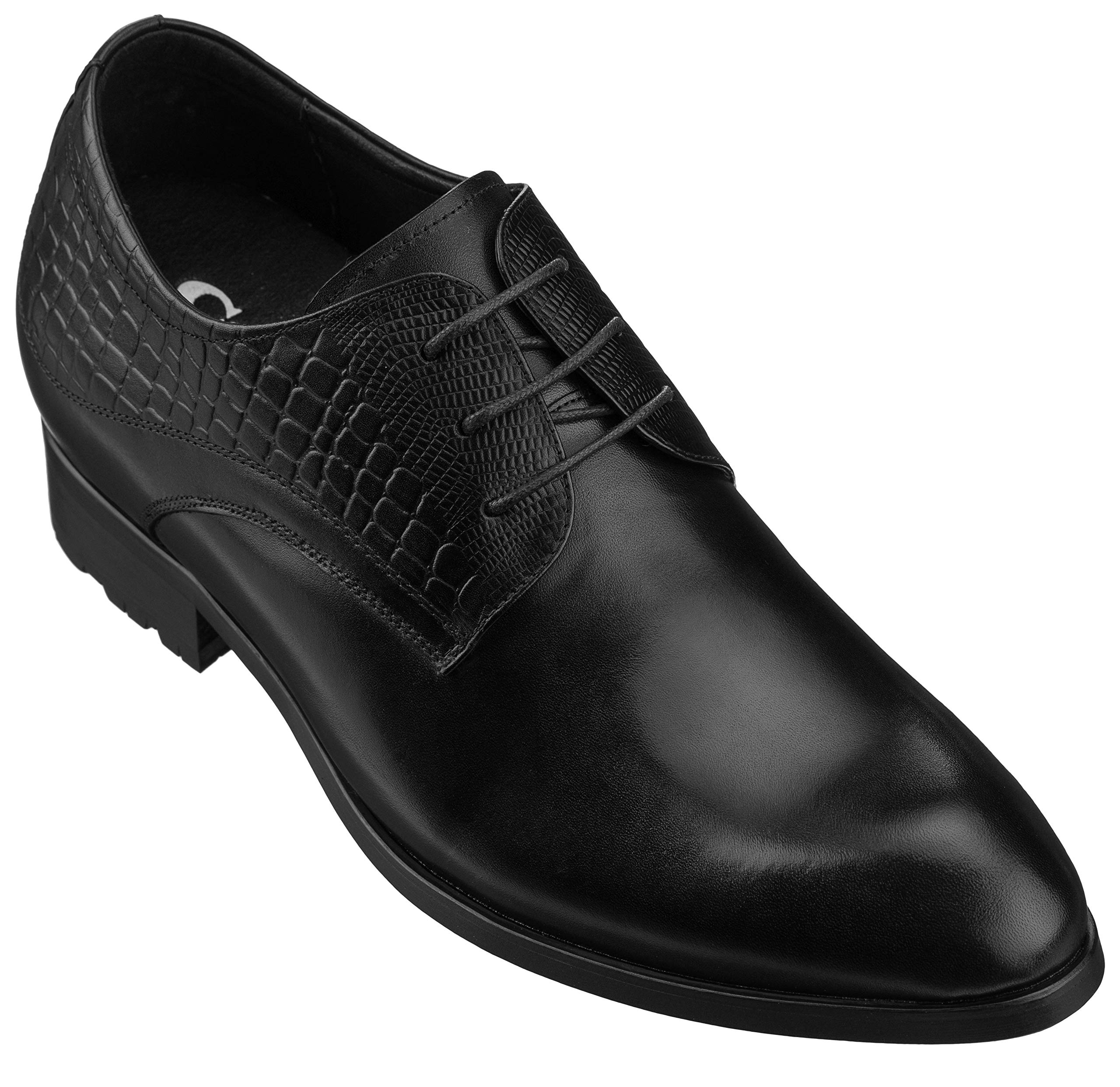 CALTO Men's 3 Inch Height Increase Elevator Dress Shoes - Pointed Toe Formal Shoes for Business, Dating & Special Occasions