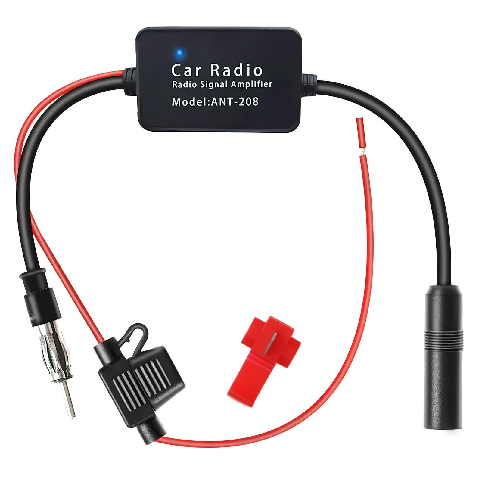 Universal 12V Car Radio Antenna Amplifier - FM/AM Signal Booster for Enhanced Radio Reception - Car Stereo Antenna Enhancer - Perfect for Road Trips, Commuting & Long Drives