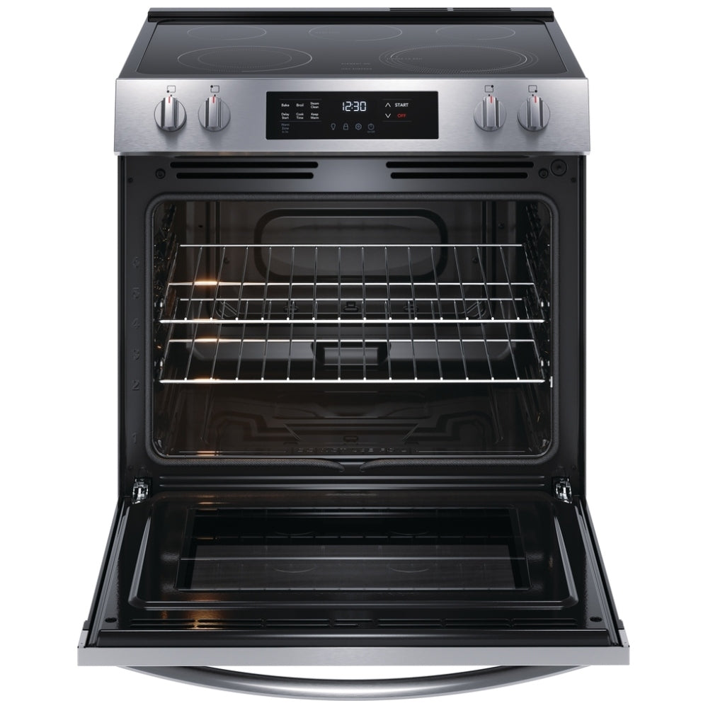 Frigidaire FCFE306CAS 30-Inch Stainless Steel Electric Range with Front Controls - Perfect for Modern Kitchens, Baking & Family Cooking