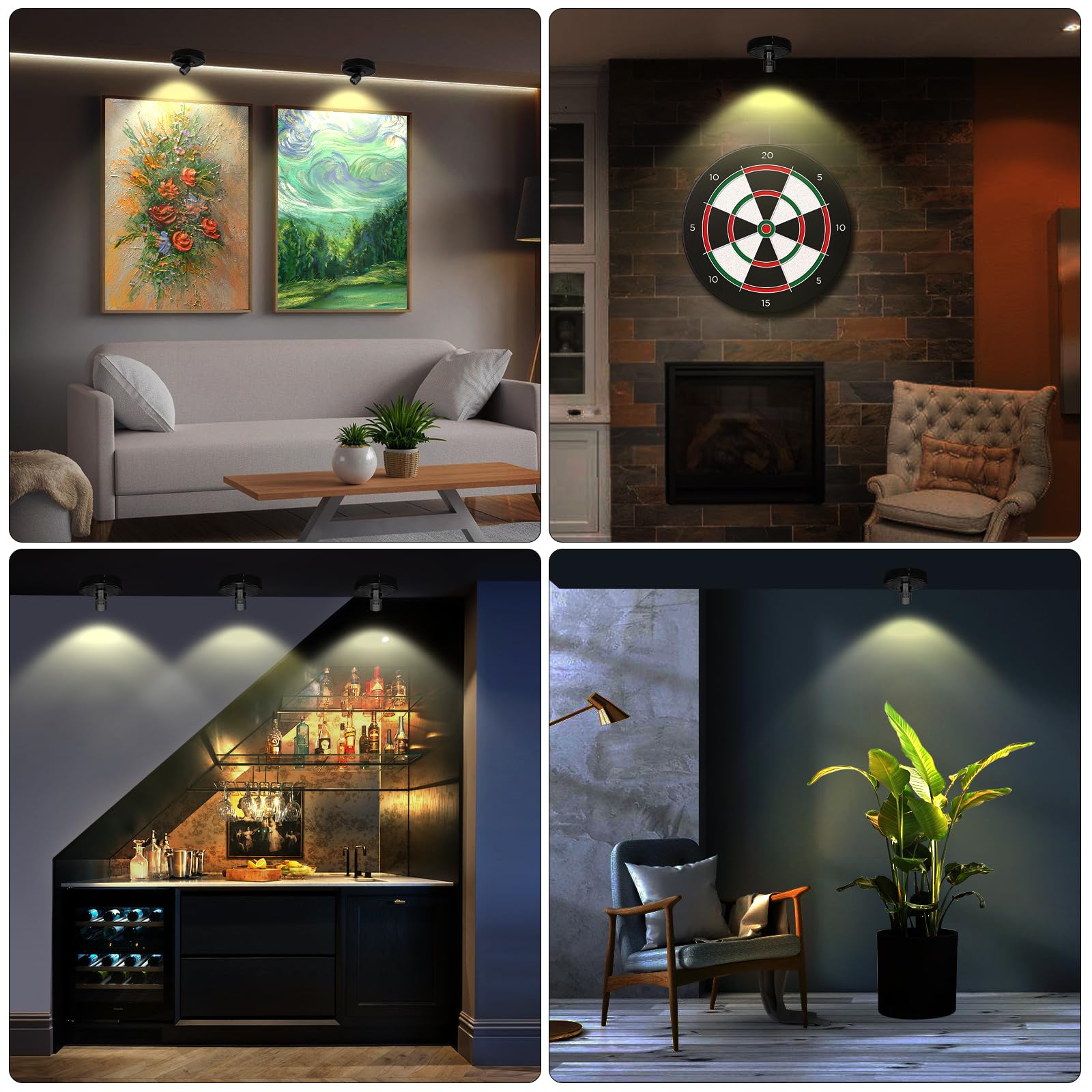 Battery Powered Wireless Picture Light with Remote & Timer - LED Accent Spot Light for Indoor Plants, Trees, Wall Art, Photo Painting, Dartboard - Perfect for Home, Gallery, and Office Decor