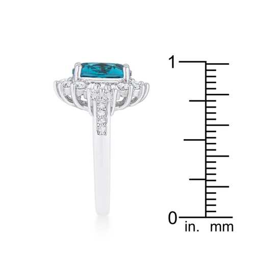 3ct Aqua Blue Cubic Zirconia Rhodium Plated Classic Ring for Women - Elegant Gift for Engagement, Anniversary & Special Occasions