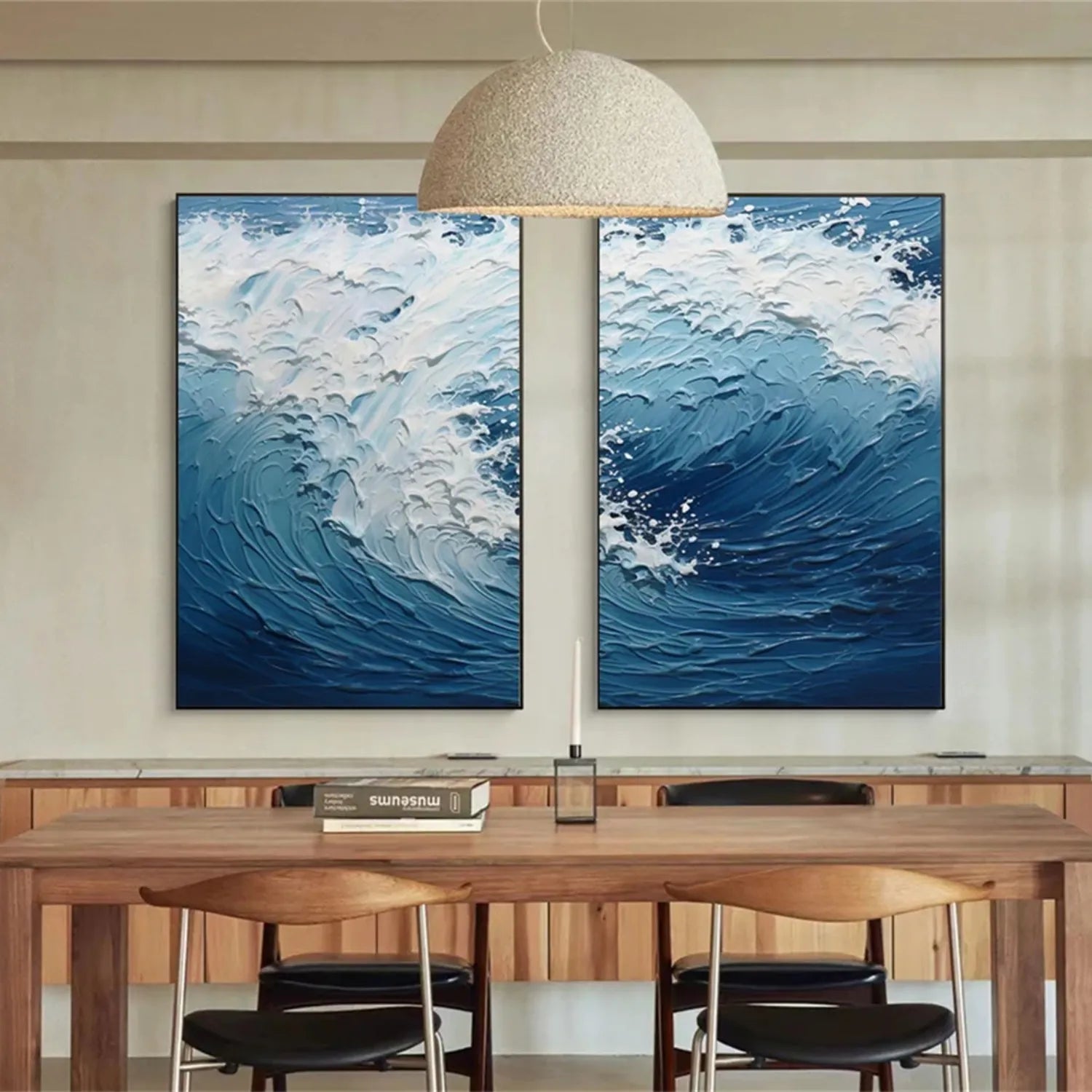Ocean and Sky Wall Art Set of 2 - Handmade Canvas Paintings for Home Decor | Perfect for Living Room, Bedroom & Office Decorations