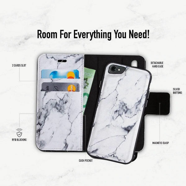Premium Marble Wallet Case for iPhone 7 & 8 - Slim Protective Phone Cover with Card Slots | Perfect for Everyday Use, Travel & Business Meetings