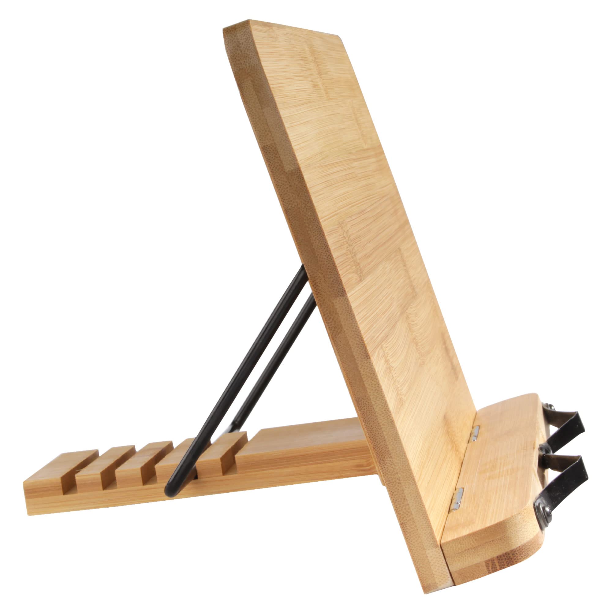 BambooMN Universal Adjustable Book Stand - Foldable & Portable for Cookbooks, Reading, Sheet Music, Tablets & Phones - 5-Position Tilt - Perfect for Kitchen, Office & Study (10-Pack)