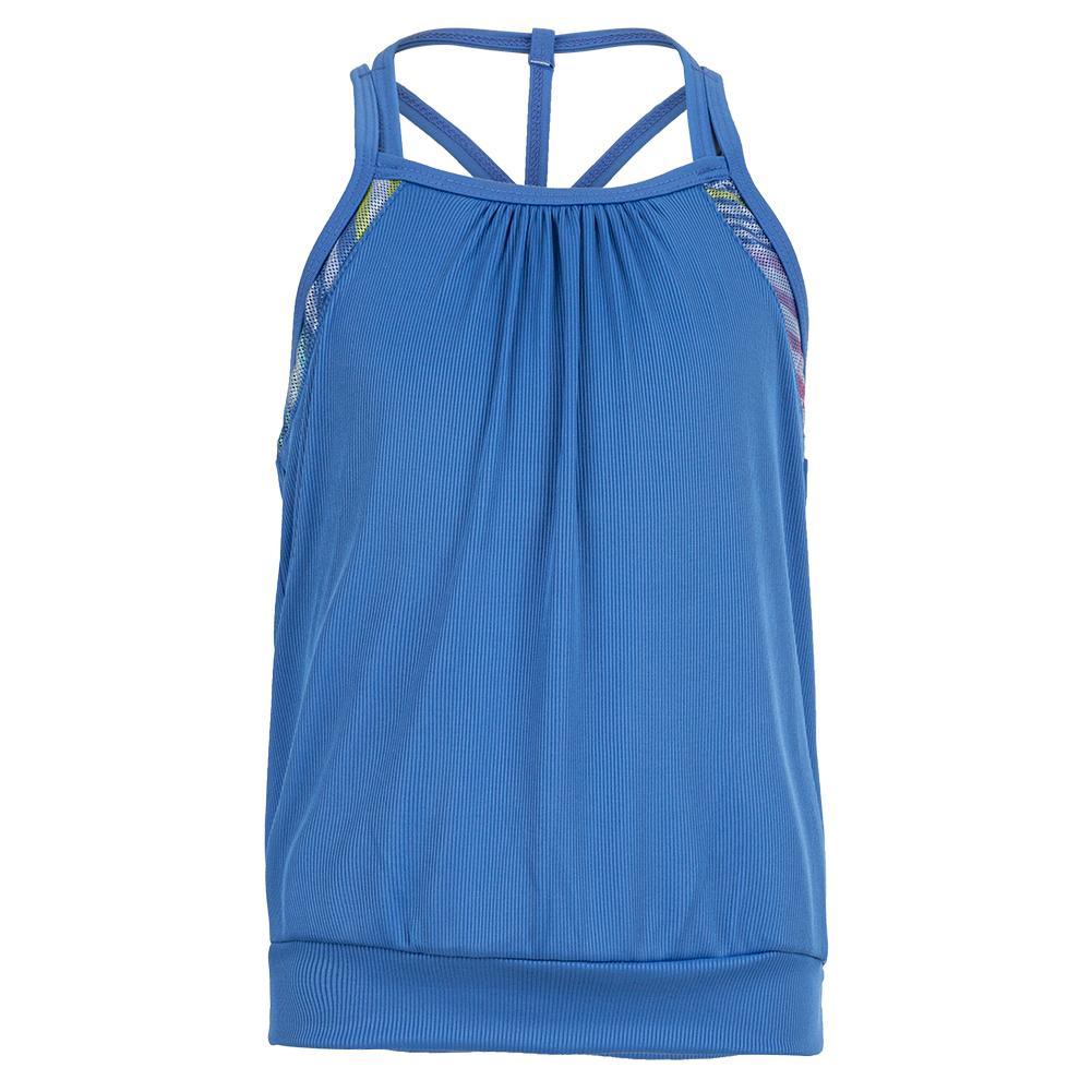 Girls' Sheer Genius Bralette Tennis Tank Top - Bluemarine Color - Perfect for Sports, Yoga & Casual Wear