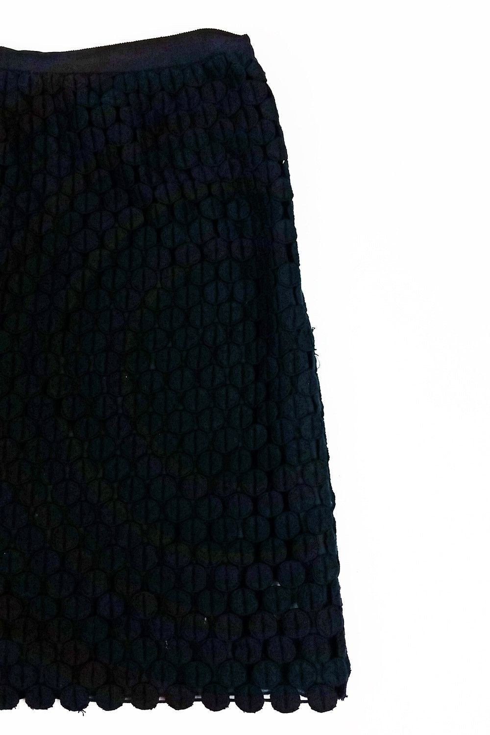 HOSS INTROPIA Black Cotton Blend Circle Netted Mini Skirt for Women - UK 14 | US 10 - Perfect for Parties, Night Out and Summer Fashion