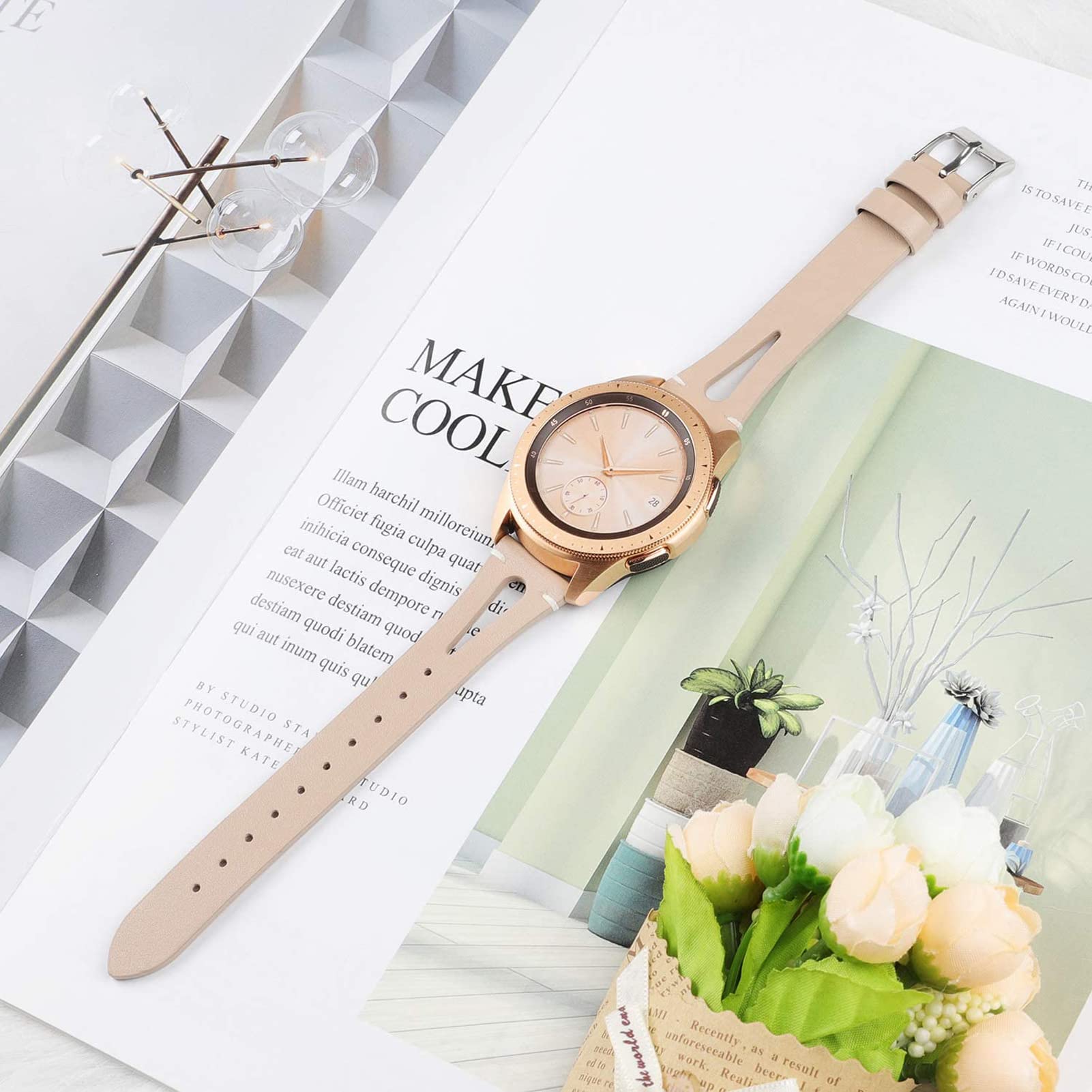 Premium 20mm Leather Watch Band Compatible with Samsung Galaxy Watch 7/6/5/4/3 & Vivoactive 3 - Stylish Replacement Strap for Men & Women | Perfect for Business, Casual Wear & Everyday Use