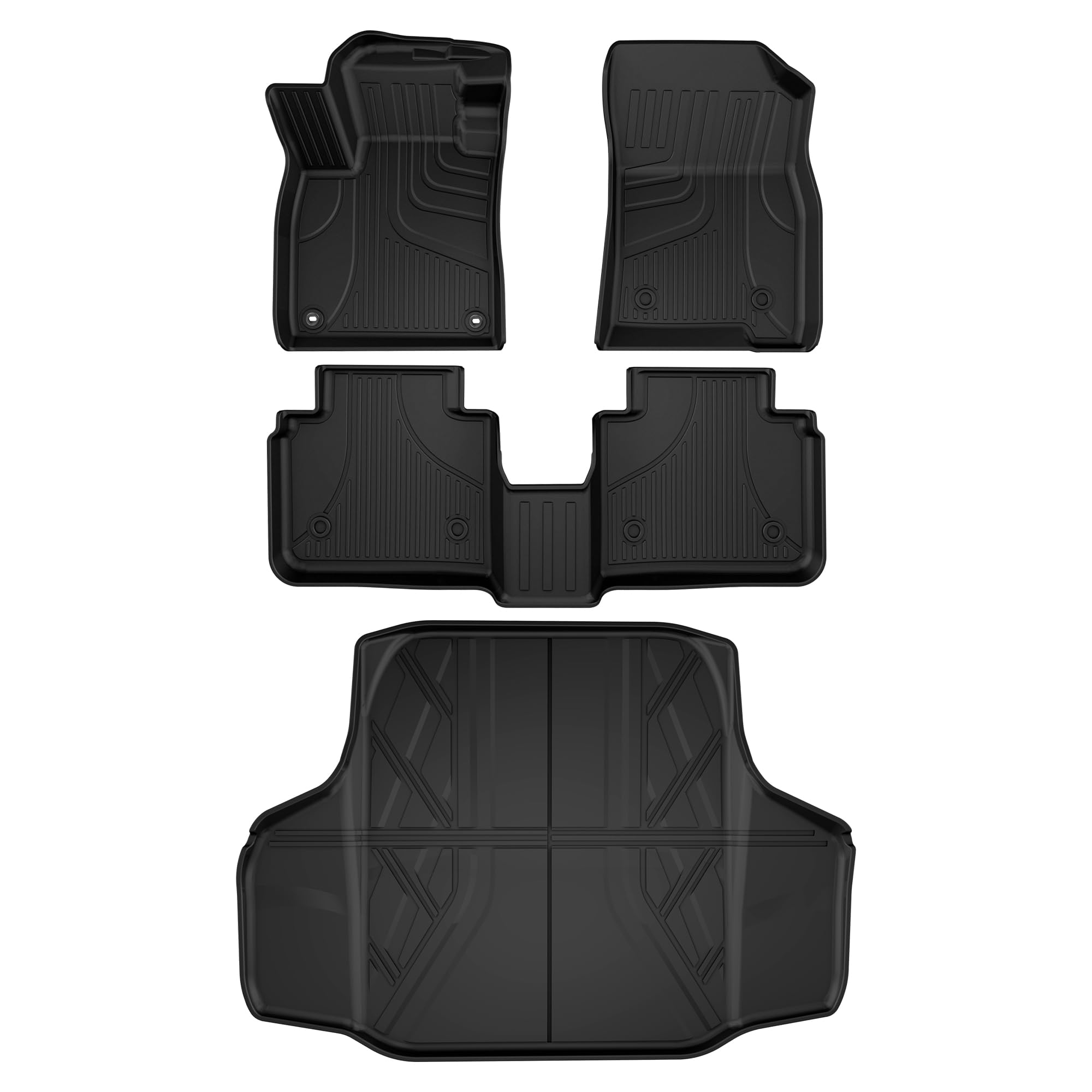 AOMSAZTO Premium TPE All-Weather Floor Mats for Honda Accord 2023-2025 (Including Hybrid) - Complete Set with 1st/2nd Row Liners & Trunk Cargo Mat - Durable, Custom-Fit Car Accessories for All Seasons - Perfect for Daily Commutes, Road Trips and Winter Protection (Black)