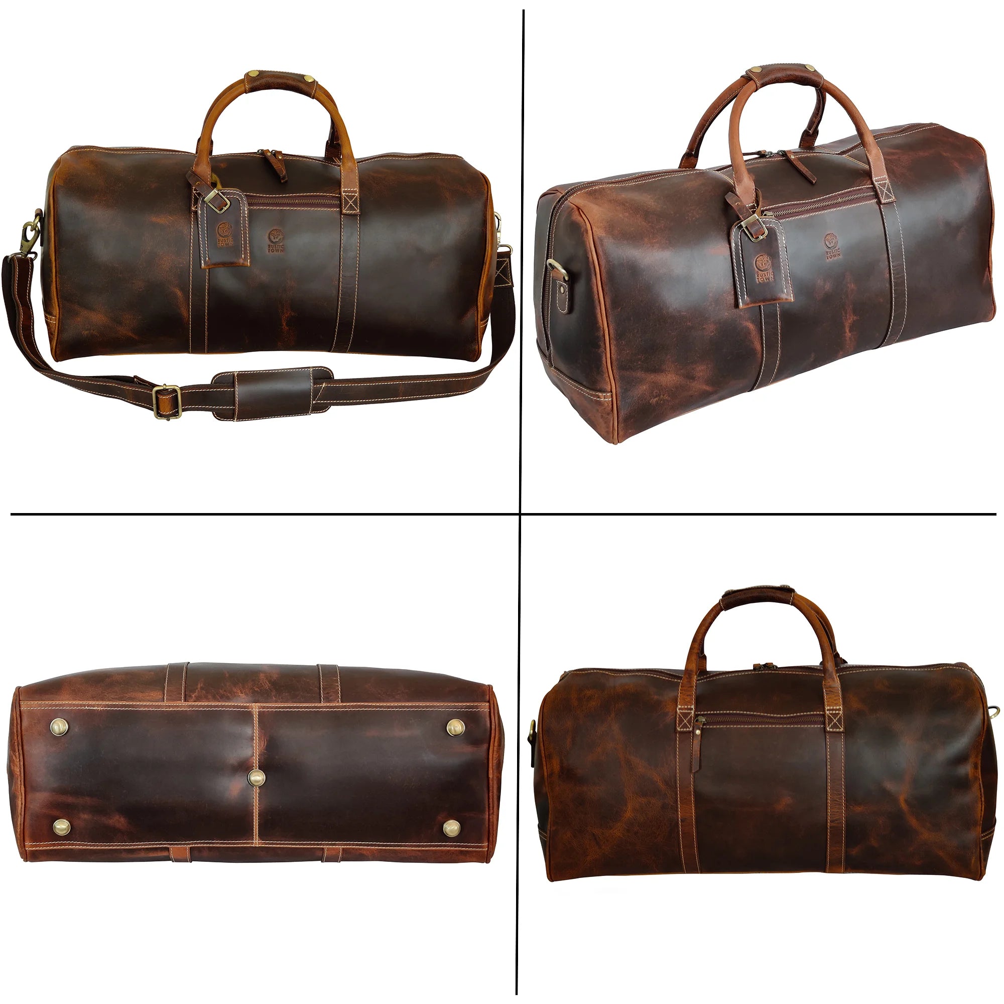 Roadstar 24-Inch Overnight Weekender Duffel Bag - Antique Brown Carry On Luggage for Travel, Gym & Weekend Getaways | Perfect Business Trip & Vacation Bag