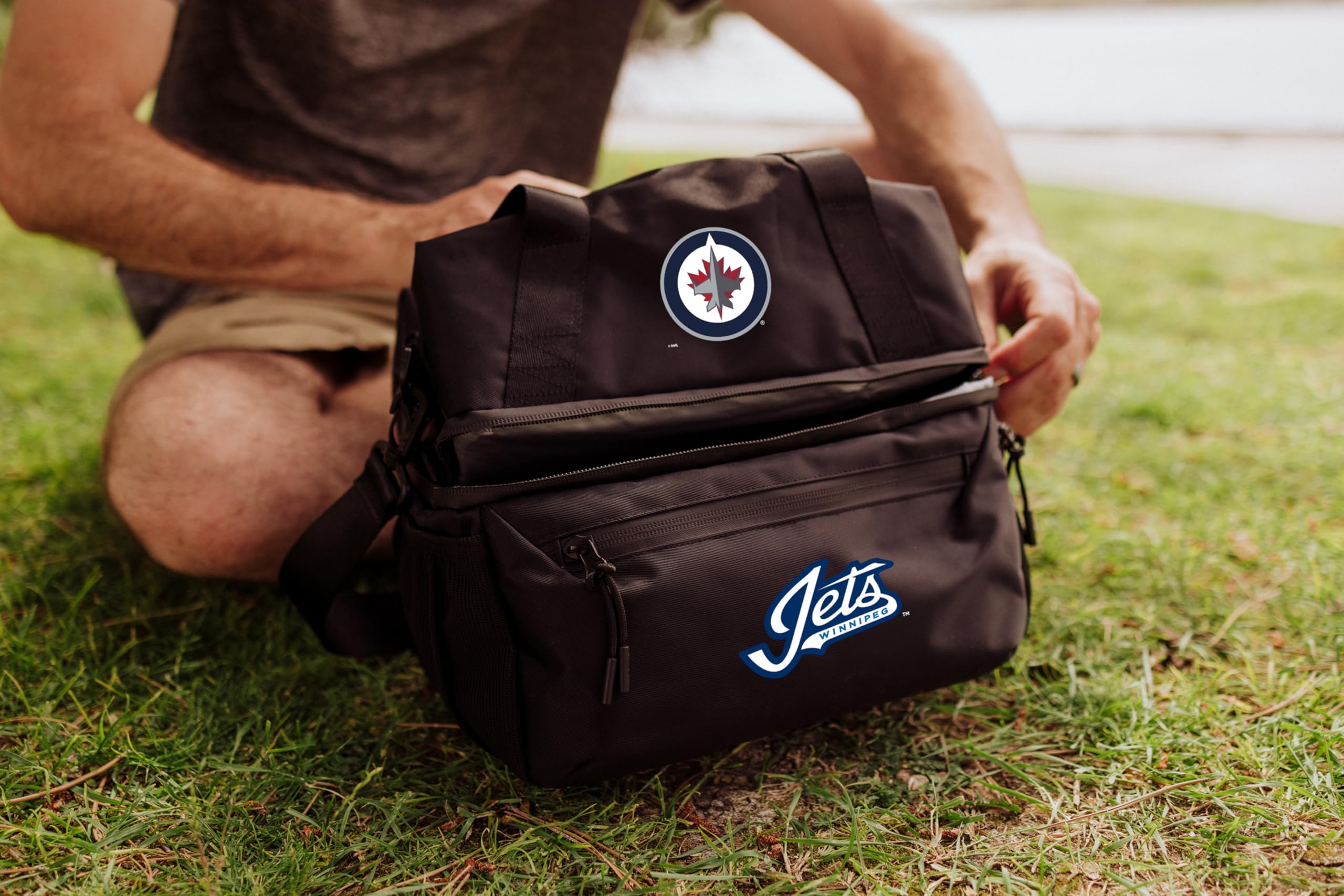 **PICNIC TIME NHL Tarana Insulated Lunch Bag Cooler with Utensils – Eco-Friendly Recycled Material, Portable Picnic Set for Outdoor, Work & School – Reusable Upcycled Lunch Box for Camping, Beach & Travel**
