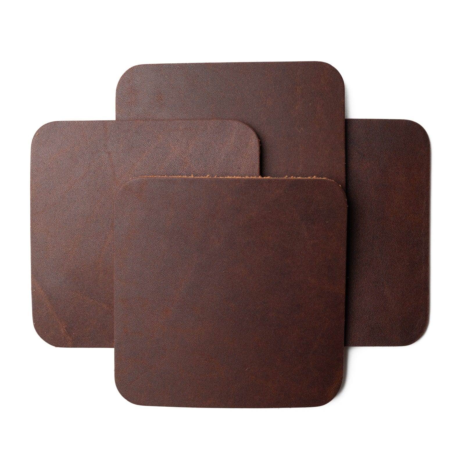 Premium 4-Pack Genuine Leather Coasters - Square Blank Design for Drinks & Glasses - Perfect for Home, Office, and Bar Use