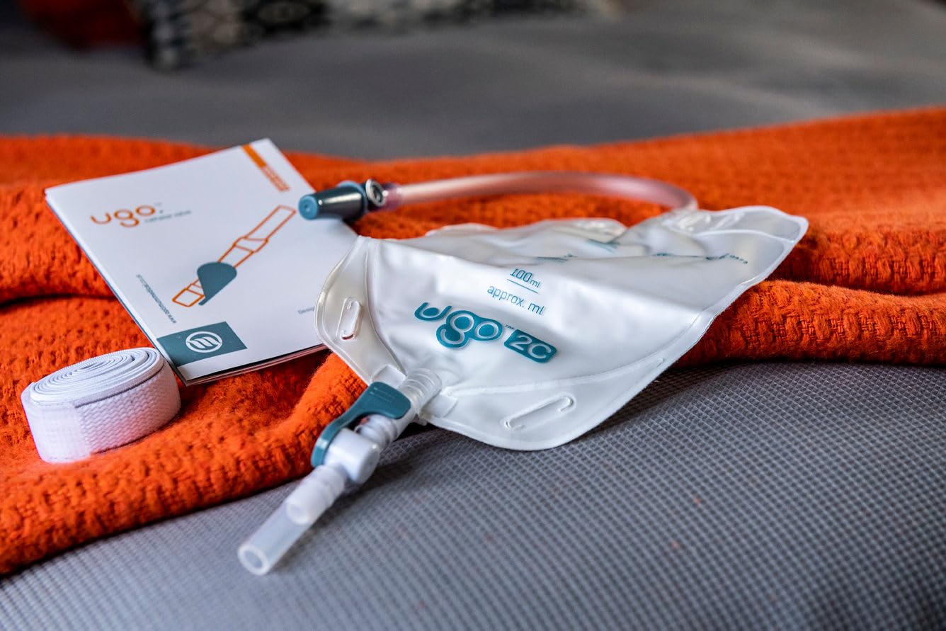 Ugo Leg Bags (10 Pack) - 500ml Urine Drainage Catheter Bags with Soft Fabric Backing, Natural Leg-Shape Design & Lever Tap - Ideal for Post-Surgery, Travel & Daily Use (Ugo 1C, Short Tube)
