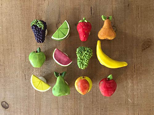 Handmade Ceramic Fruit Knobs - Kitchen Cabinet & Drawer Pulls (Grape, Apple, Strawberry, Banana, Pear, Peach, Lemon, Melon, Lime) - Unique Fruit-Shaped Handles for Home Decor & DIY Kitchen Renovation - Perfect for Farmhouse, Cottage & Vintage Style Kitchens