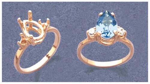 10x7mm & 16x12mm Pear-Shaped Sterling Silver or 14K Gold Ring Setting with Accents - Size 7 (163 491/143 491) - Perfect for Engagement Rings, Wedding Bands & Jewelry Making
