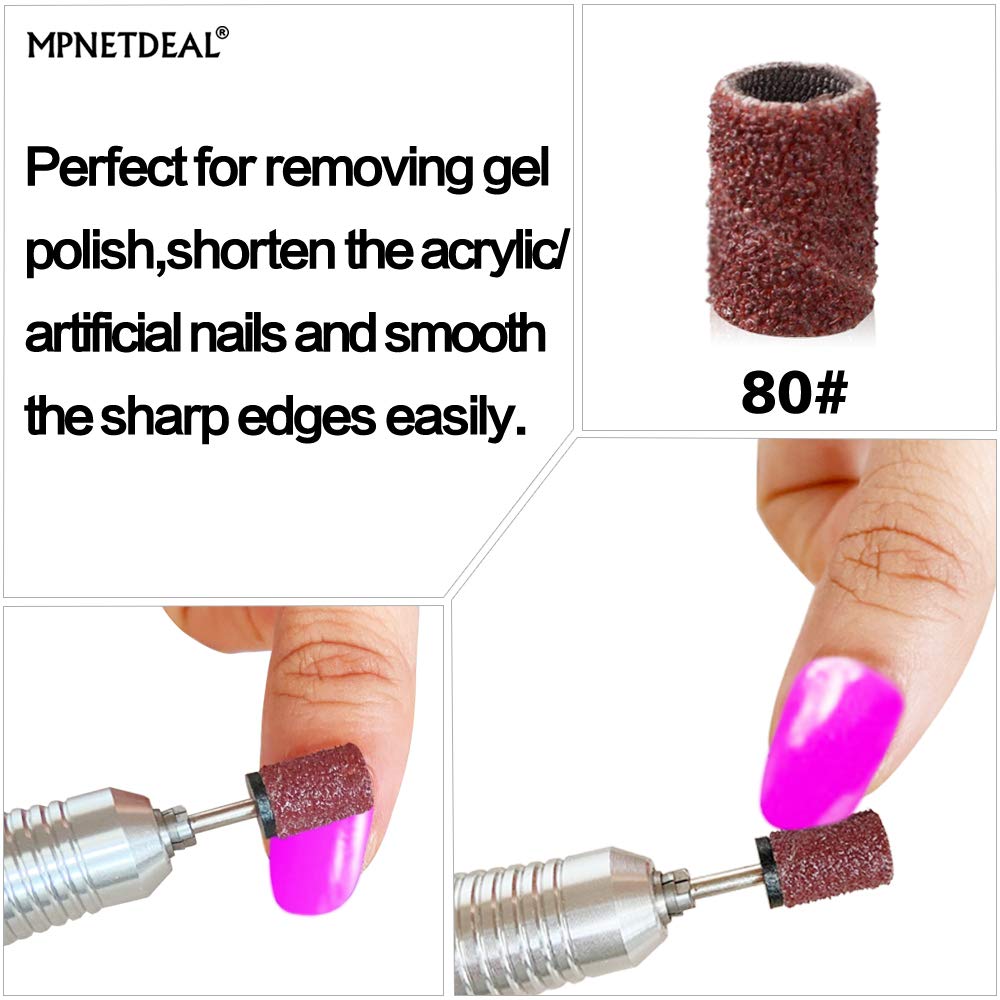Professional Electric Nail Drill Kit - 30000 RPM Nail File Machine with 300pcs Sanding Bands (#80 Grit) for Acrylic, Gel & Dip Nails - Perfect for Salon & Home Manicure/Pedicure