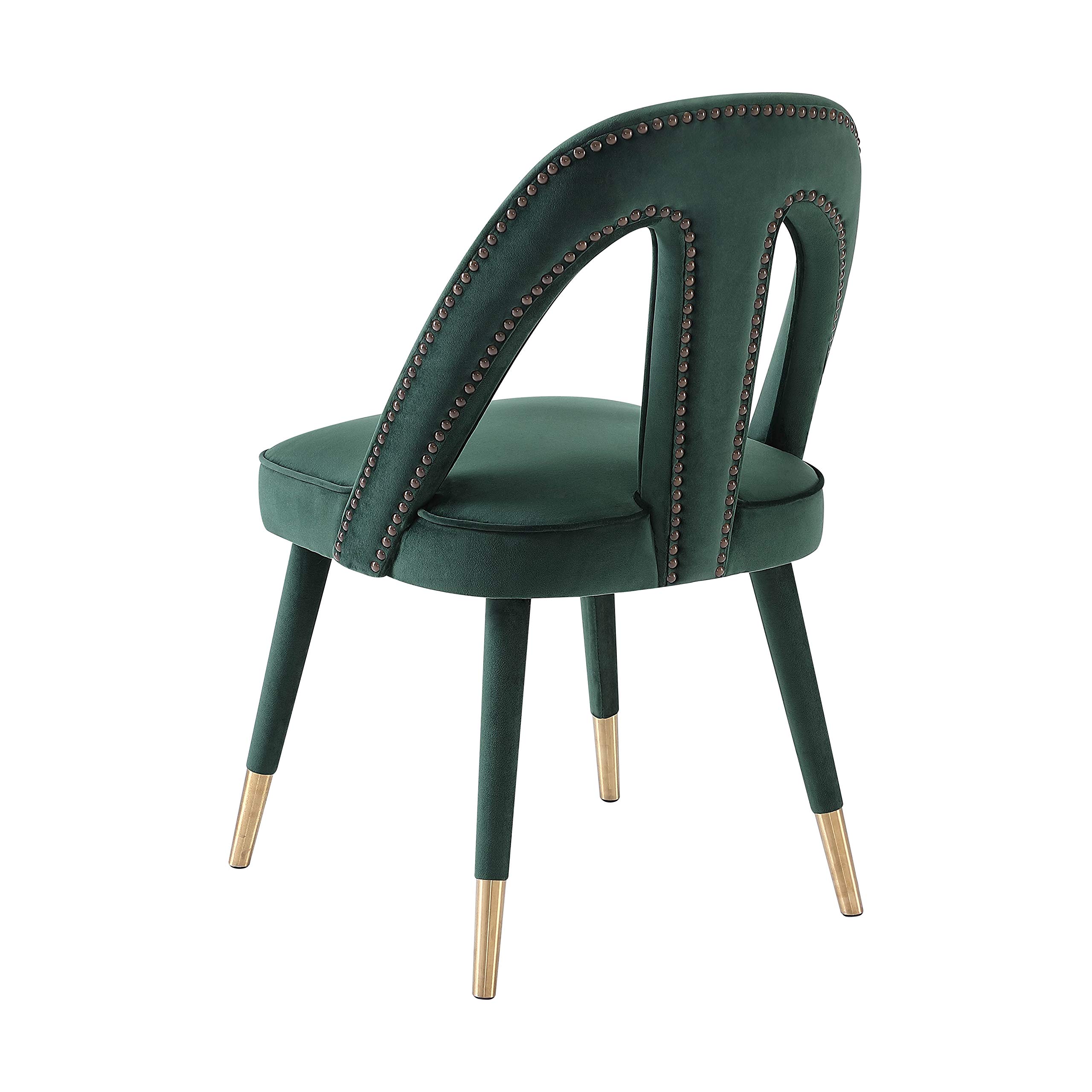 TOV Furniture Petra Contemporary Velvet Upholstered Dining Chair with Nailhead Trim - 20.5 Inch Modern Dining Room Chair in Forest Green - Perfect for Home Dining Sets, Kitchen Tables, and Restaurant Decor
