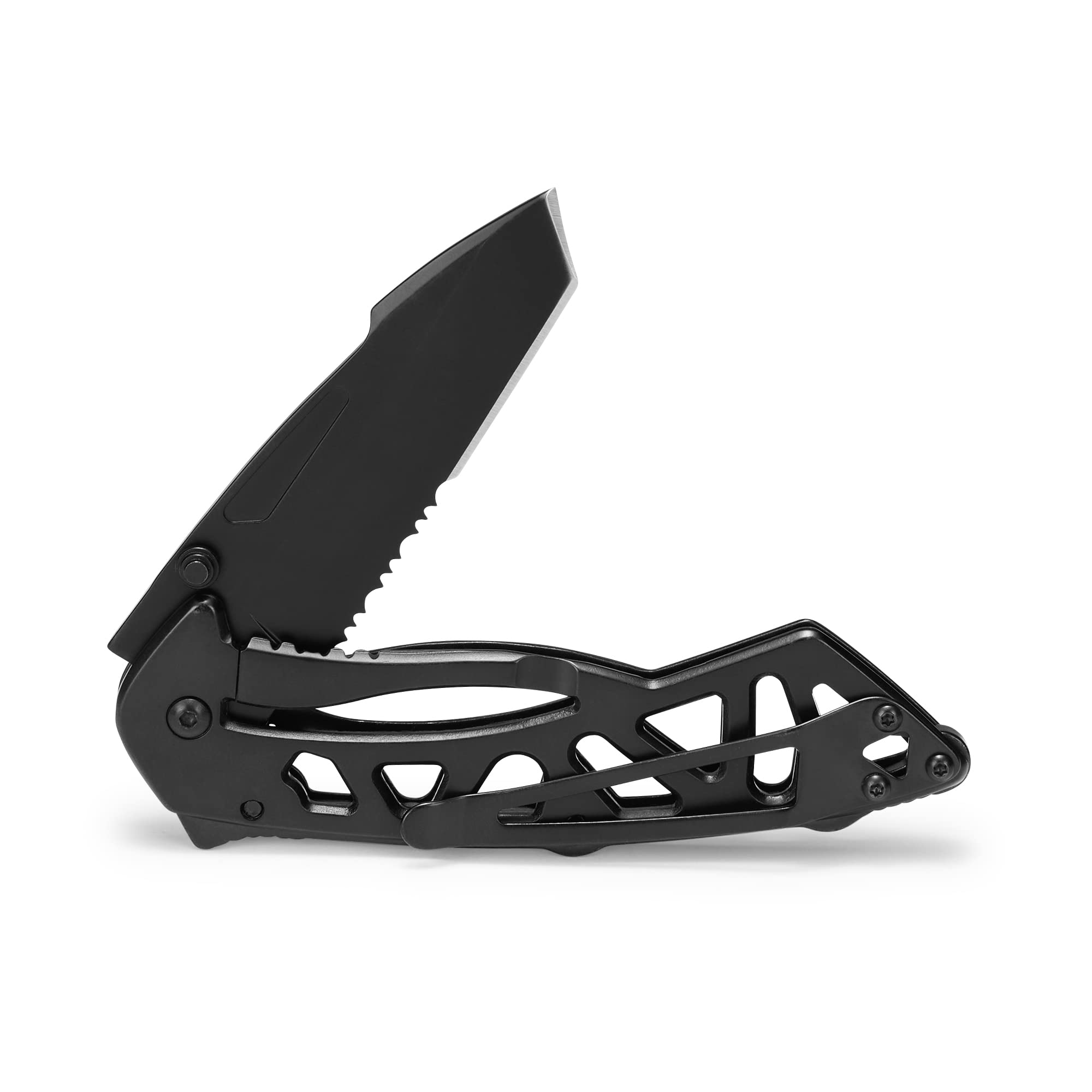 Buck Knives 0870 Bones Partially Serrated Tactical Folding Knife with Clip - EDC, Camping, Hunting & Outdoor Survival Gear