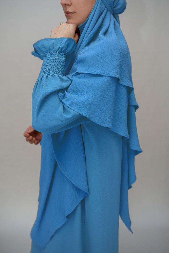 Light Blue Modest Maxi Dress with Pockets - Wrinkle-Free Flowy Long Dress for Women | Perfect for Church, Beach & Summer Outfits