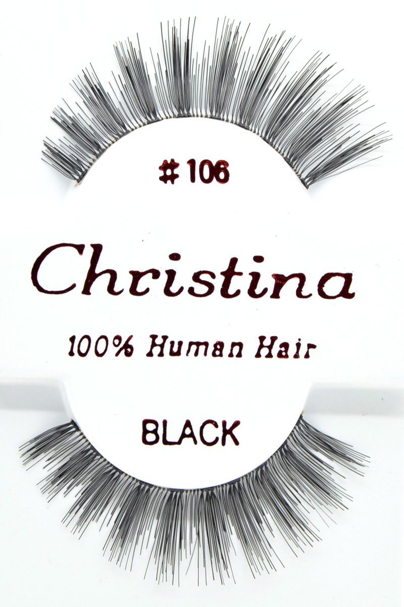 12 Packs #106 Christina 100% Human Hair False Eyelashes - Natural Look for Daily Wear, Parties & Special Occasions