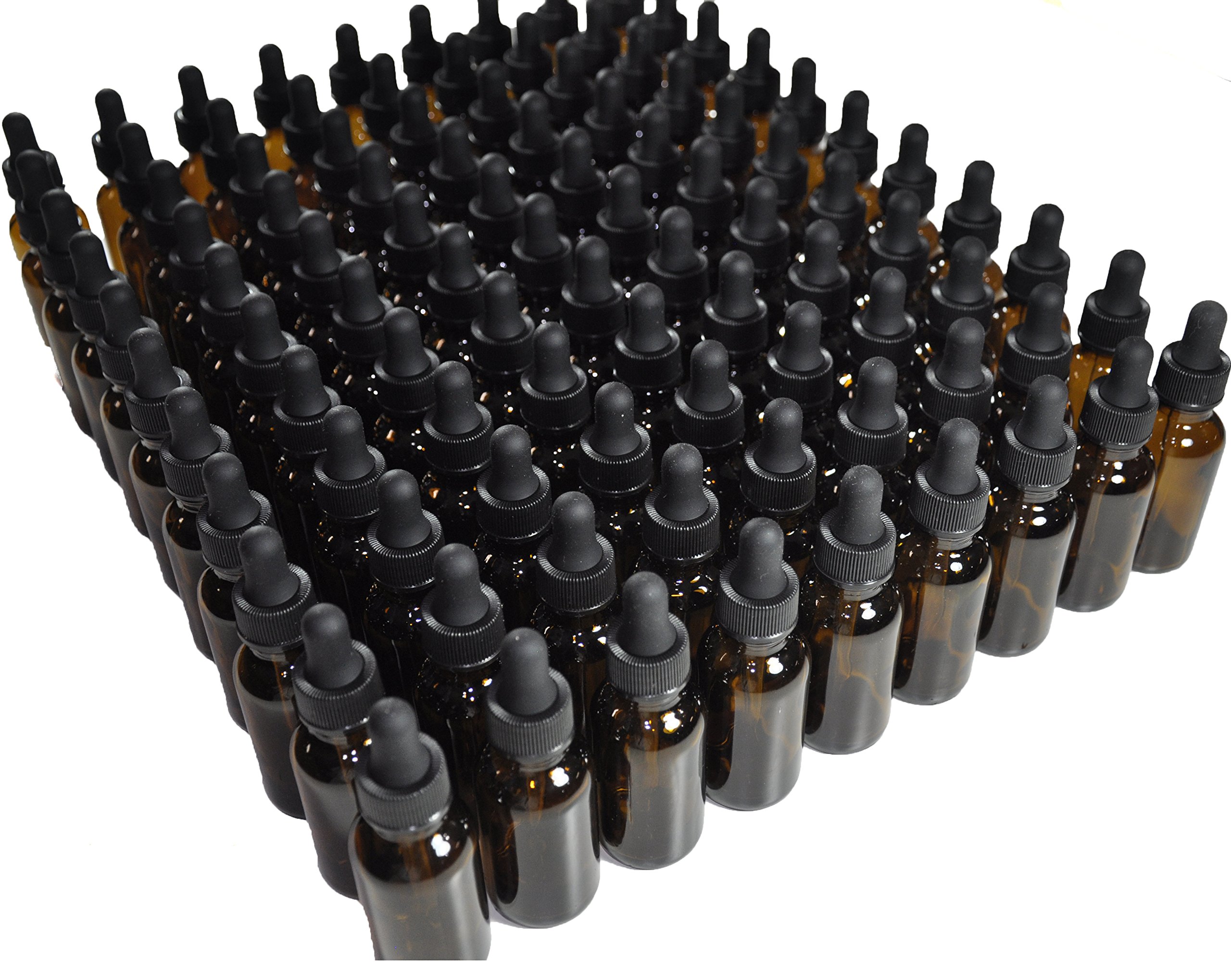 DropperStop™ 1oz (30mL) Amber Glass Dropper Bottles with Tapered Glass Droppers - Pack of 99 - Essential Oil Bottles, DIY Skincare Containers & Herbal Tincture Storage