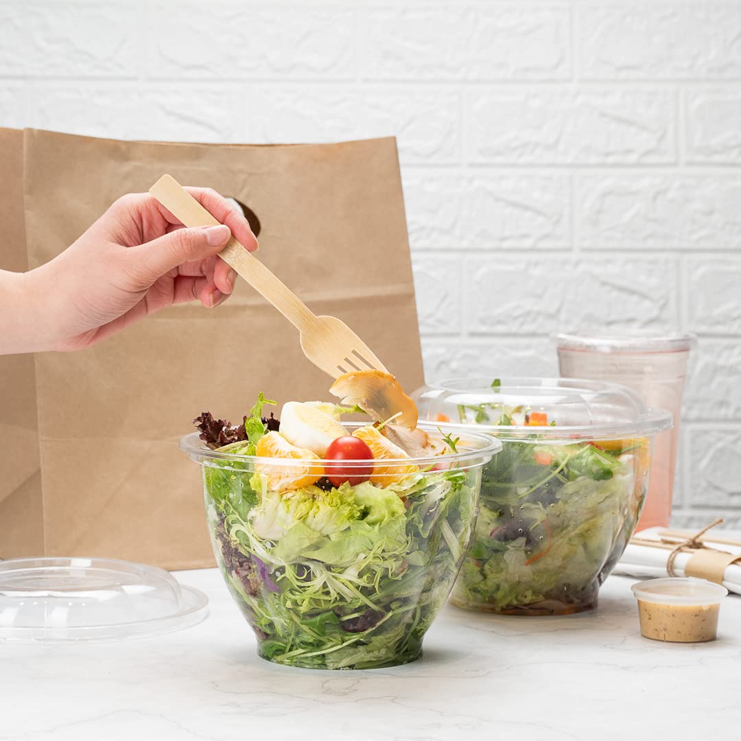 Restaurantware Thermo Tek 48oz Disposable Salad Bowls - 500 Pack Round Deli Containers | Crack & Leak-Proof Clear Plastic Food Storage Bowls for Cold Foods | Eco-Friendly | Lids Sold Separately | Perfect for Catering, Takeout & Meal Prep