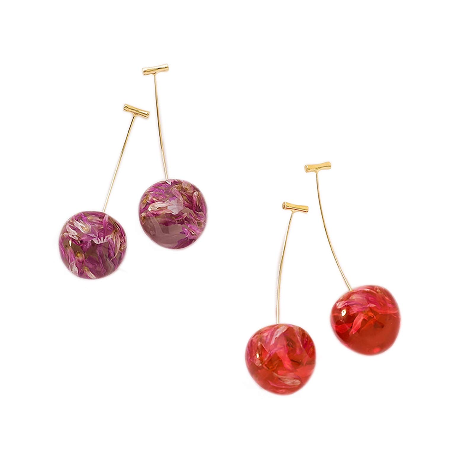 3D Red Cherry Dangle Earrings for Women - Cute Dried Flower Acrylic Drop Earrings, Sweet Fruit Charm Jewelry Gift for Girls | Perfect for Summer Outfits, Parties & Casual Wear