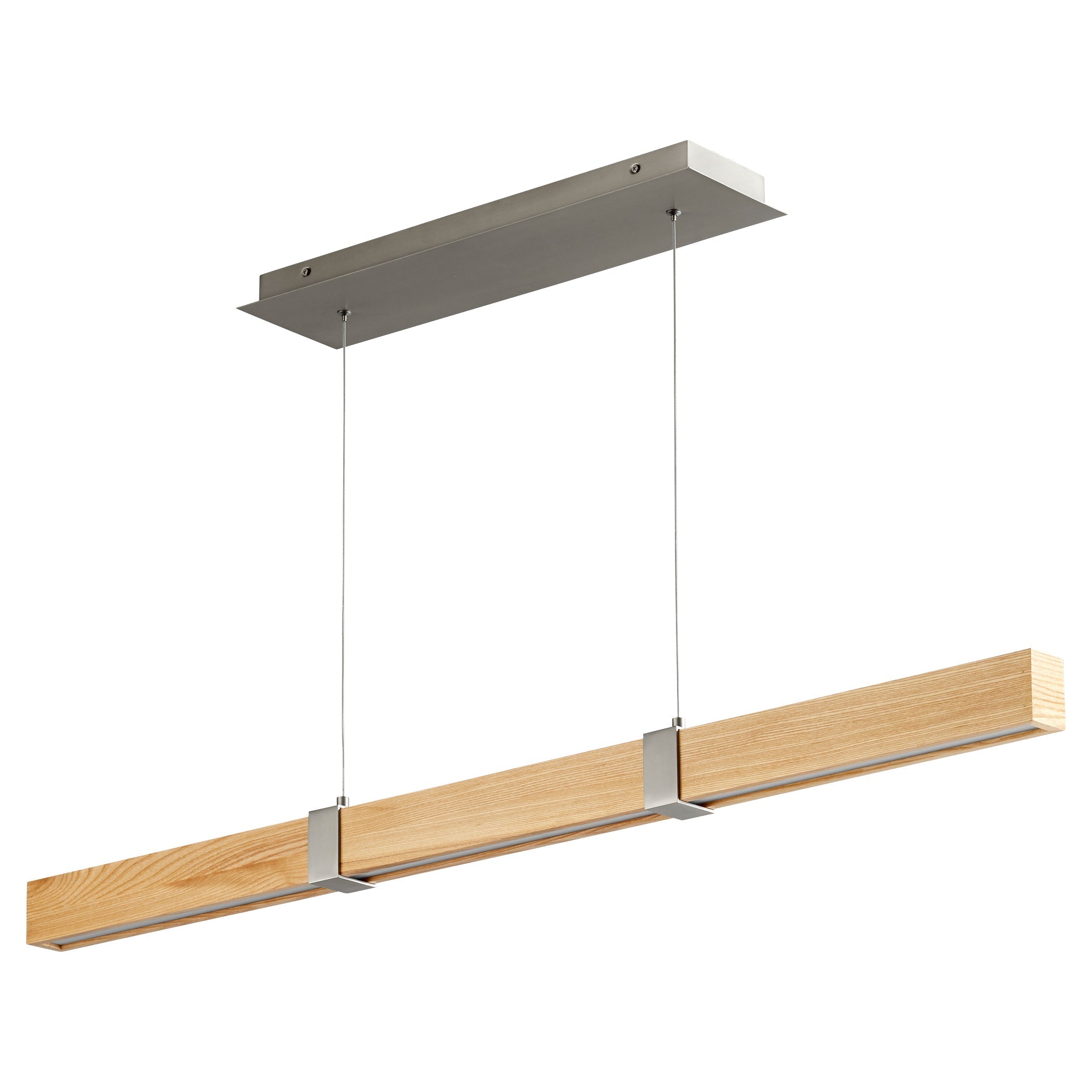 Oxygen Decca 3 48 5224 Modern Pendant Light Fixture in Satin Nickel with White Oak Shade - Perfect for Dining Room, Kitchen Island, or Entryway Lighting