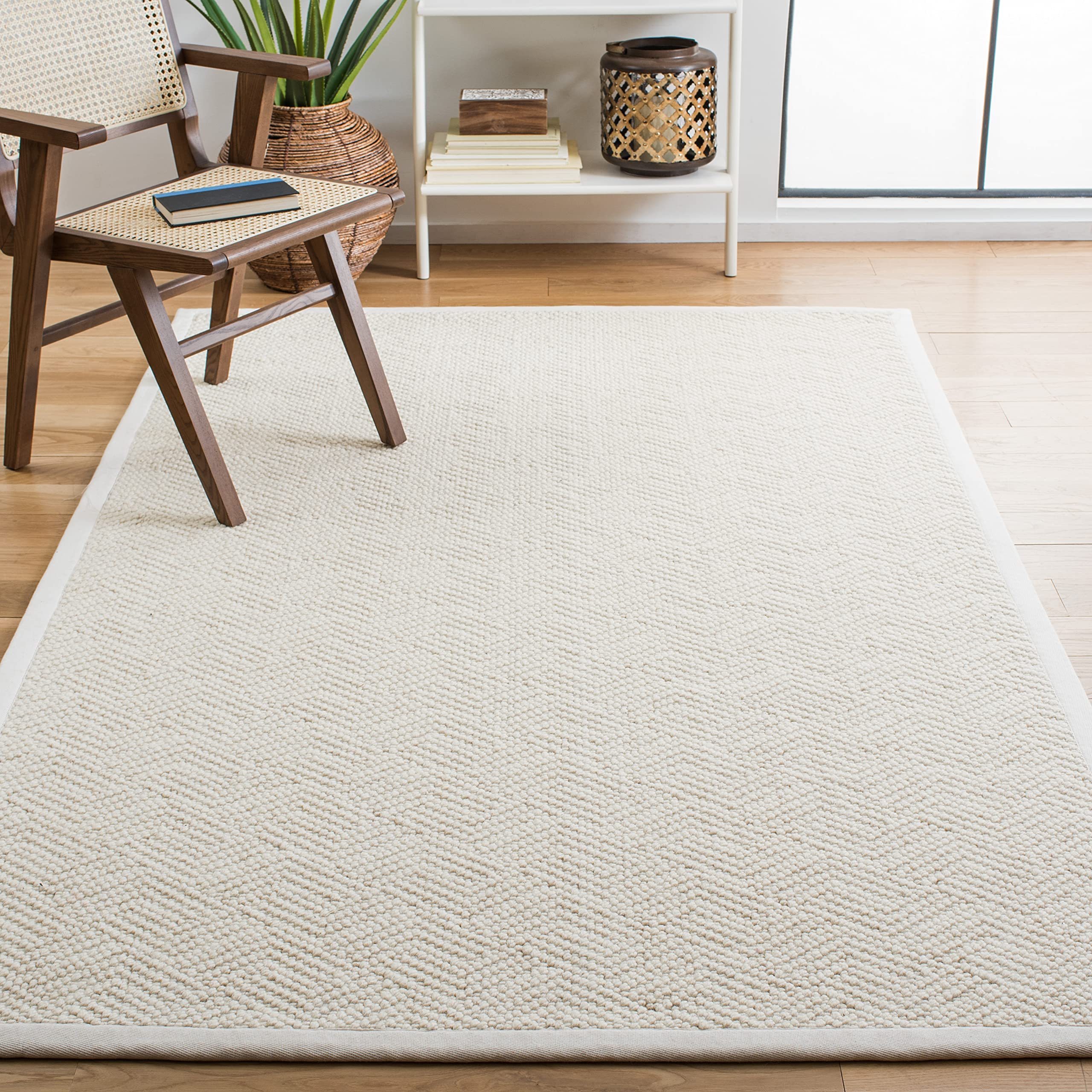 SAFAVIEH Handmade Wool & Jute Natural Fiber Accent Rug - 3' x 5' Ivory Area Rug for High Traffic Areas, Durable Floor Mat for Entryway, Living Room, Bedroom (NF487A) - Perfect for Boho, Farmhouse & Coastal Home Decor