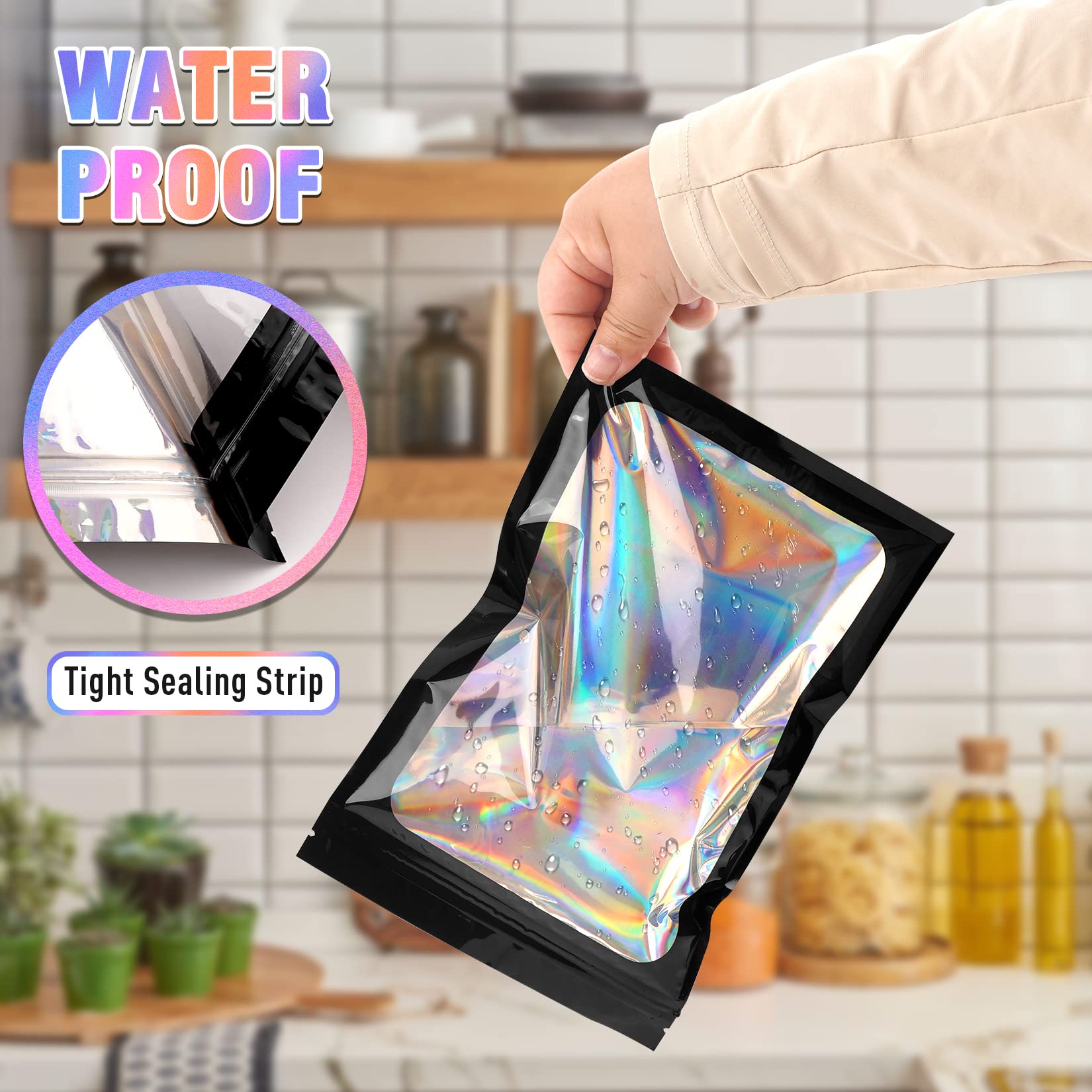 100 PCS Mylar Bags with Clear Window - 4x6 Inch Smell Proof Resealable Packaging Bags for Small Business | Candy, Sample, Freshie Storage | Ideal for Food, Coffee, Tea, Herbs & Retail Packaging