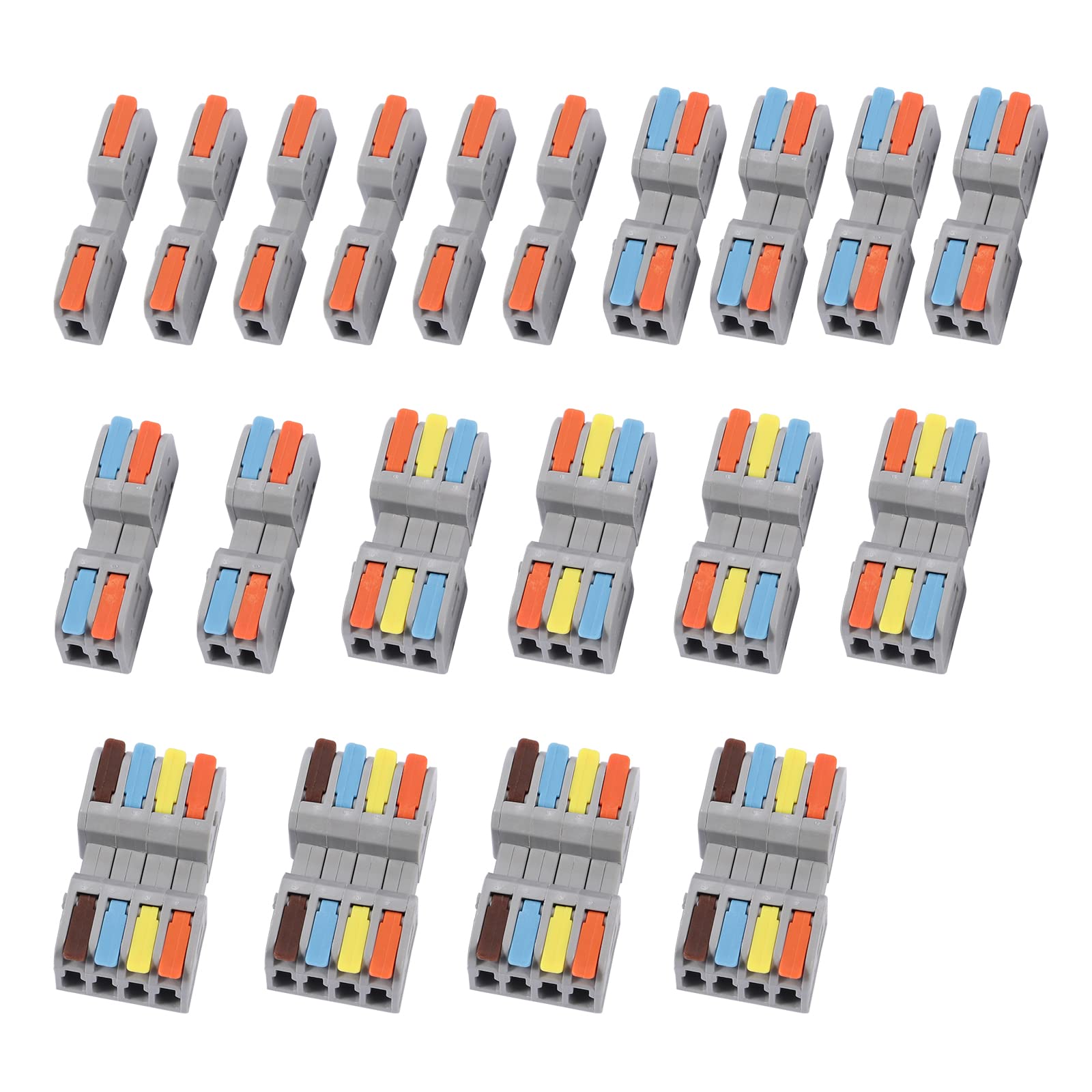 20 PCS Pluggable Wire Connectors Kit for AWG 24-12 - Hand Protecting Push-in Lever Connectors, Reusable Splice Connectors - Ideal for Automotive, Home & Industrial Electrical Wiring Projects