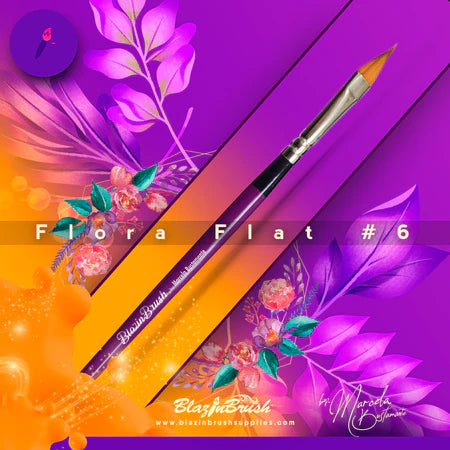 Blazin Brush Flora Flat 6 - Professional Hair Brush for Smoothing & Detangling - Perfect for Salons, Styling at Home & Travel