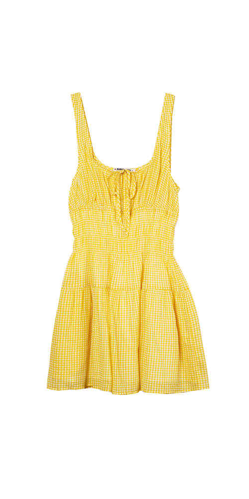 Gianluca Women's Sun Gingham Dress - Flowy Summer Dress with Short Sleeves for Beach, Vacation, and Casual Outings