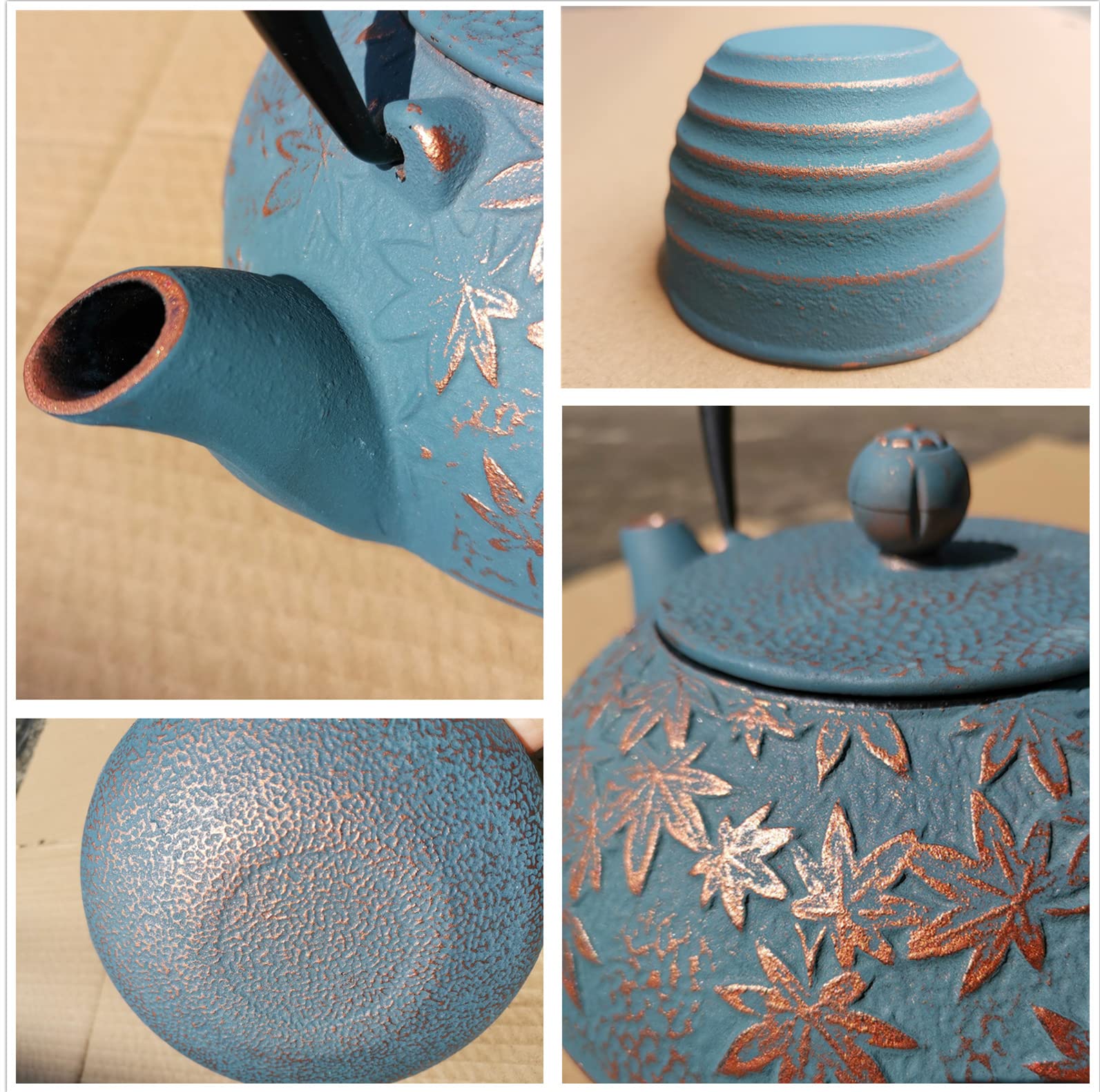 Premium 40 oz Japanese Cast Iron Teapot Set with Stainless Steel Infuser & Trivet - Traditional Asian Loose Leaf Tea Kettle with 2 Matching Cups (Blue) - Perfect for Home Tea Ceremonies, Gift Giving & Relaxing Afternoons