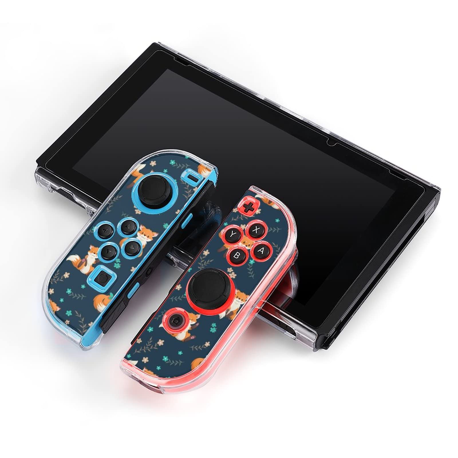 Little Fox Butterfly & Flowers Nintendo Switch Screen Protector Cover - Full Set Accessories Kit with Game Case & Joy-Con Skins - Protective Skin for Switch Console - Perfect for Gaming, Travel & Home Entertainment