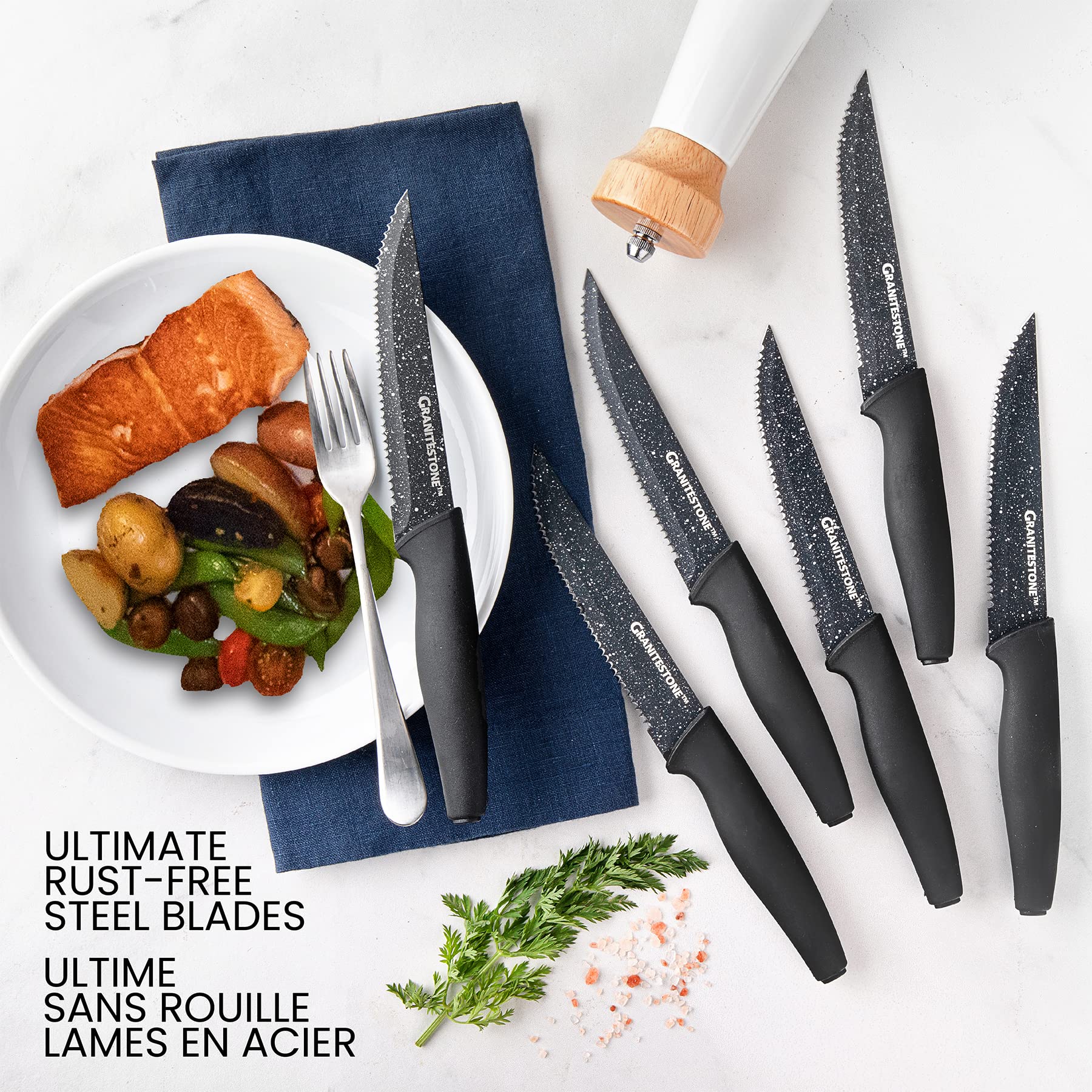 Wireless Egg Cooker for Microwave - Eggpod Rapid Egg Maker with Nutriblade 6-Piece Serrated Steak Knife Set | Perfect for Breakfast Meal Prep & Kitchen Cooking Accessories