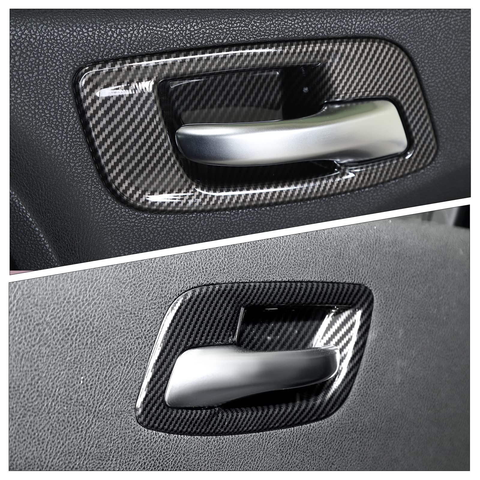 CheroCar Carbon Fiber Inner Door Handle Bowl Cover Trim for Dodge Charger 2011-2021 & Chrysler 300 2015-2021 - Upgrade Interior Accessories for Car Customization & Protection