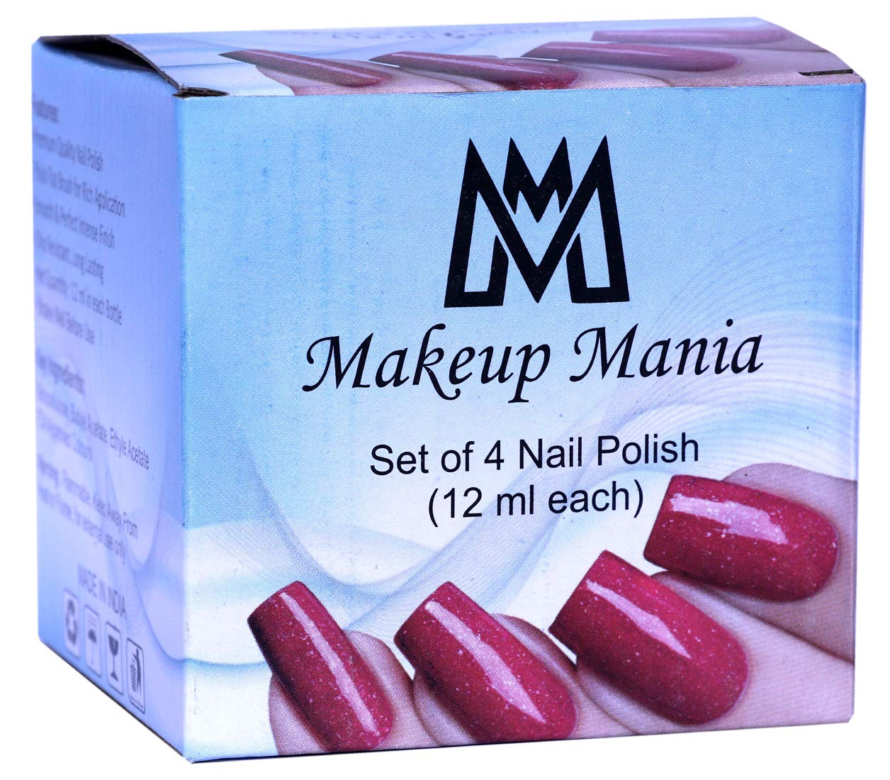 Makeup Mania 4-Piece Velvet Matte Nail Polish Set - 12ml Each, Long-Lasting Multicolor Nail Paint (Set #70) for Parties, Weddings & Everyday Wear