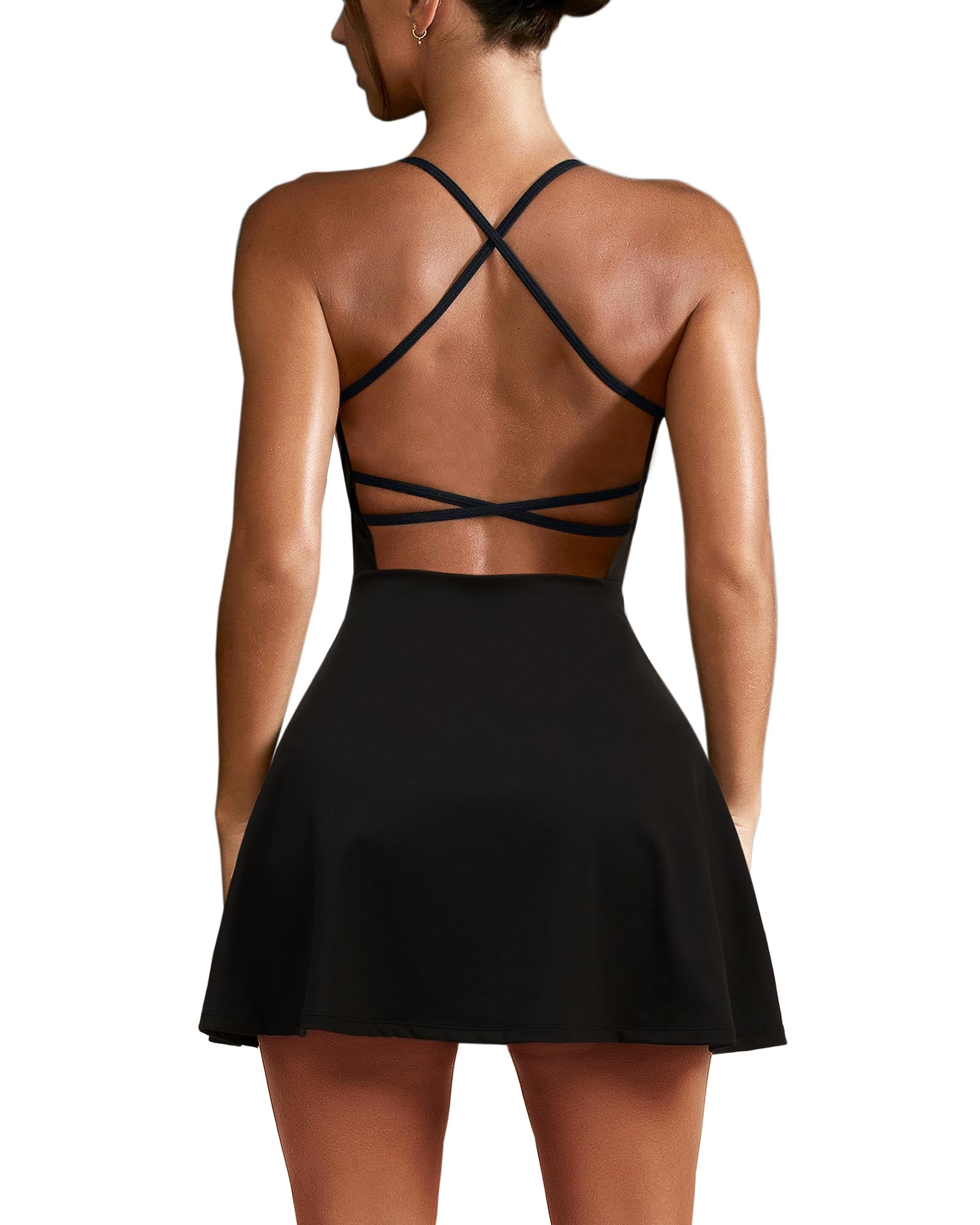 Women's Backless Tennis & Golf Dress with Shorts - Breathable Athletic Summer Dress for Sports & Casual Wear - Perfect for Tennis, Golf, Beach & Outdoor Activities