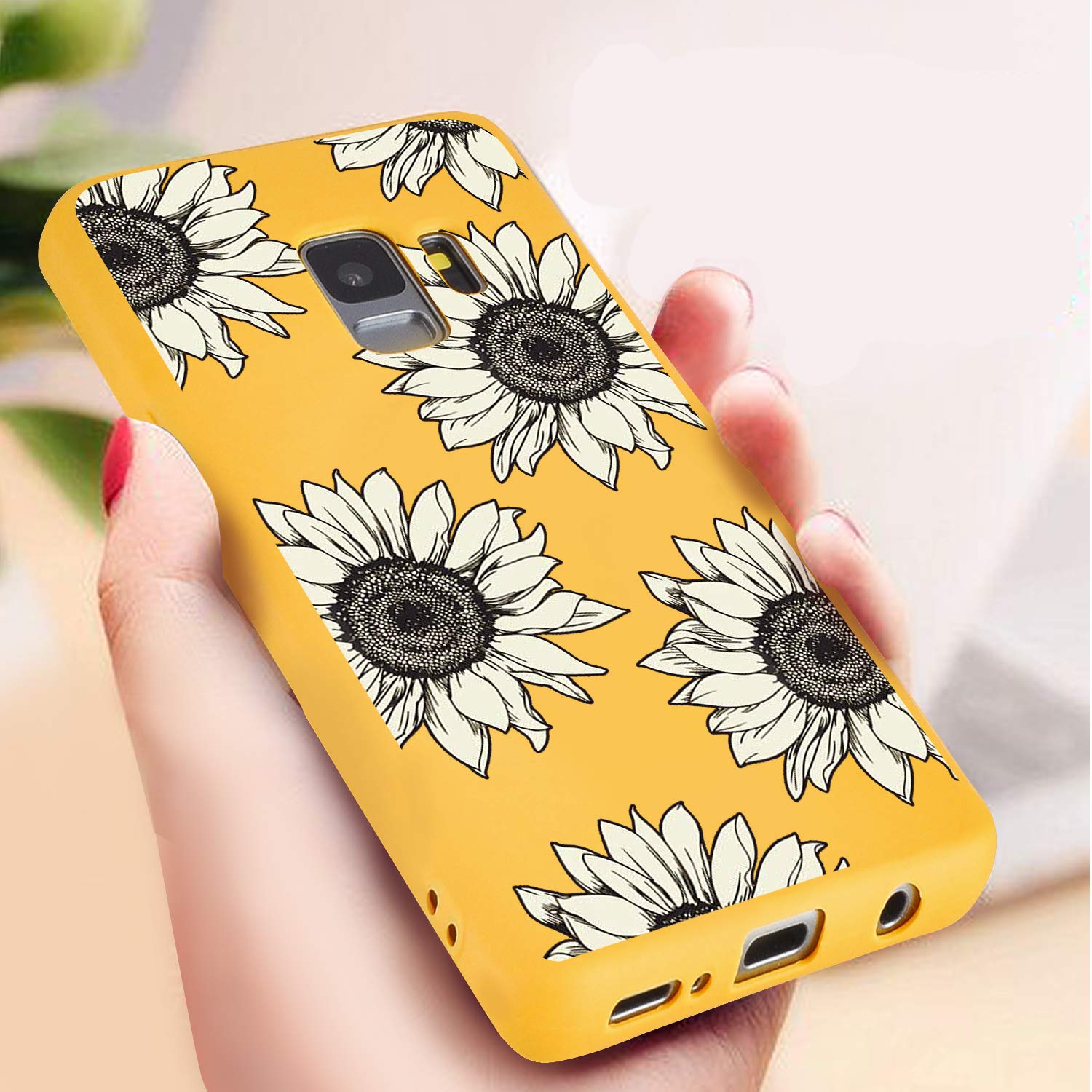 JOYLAND Sunflower Phone Case for Samsung Galaxy S9 Plus - Yellow Floral Matte Cover Slim Fit Flexible Protective Shell | Perfect for Everyday Use, Outdoor Activities & Gift Giving
