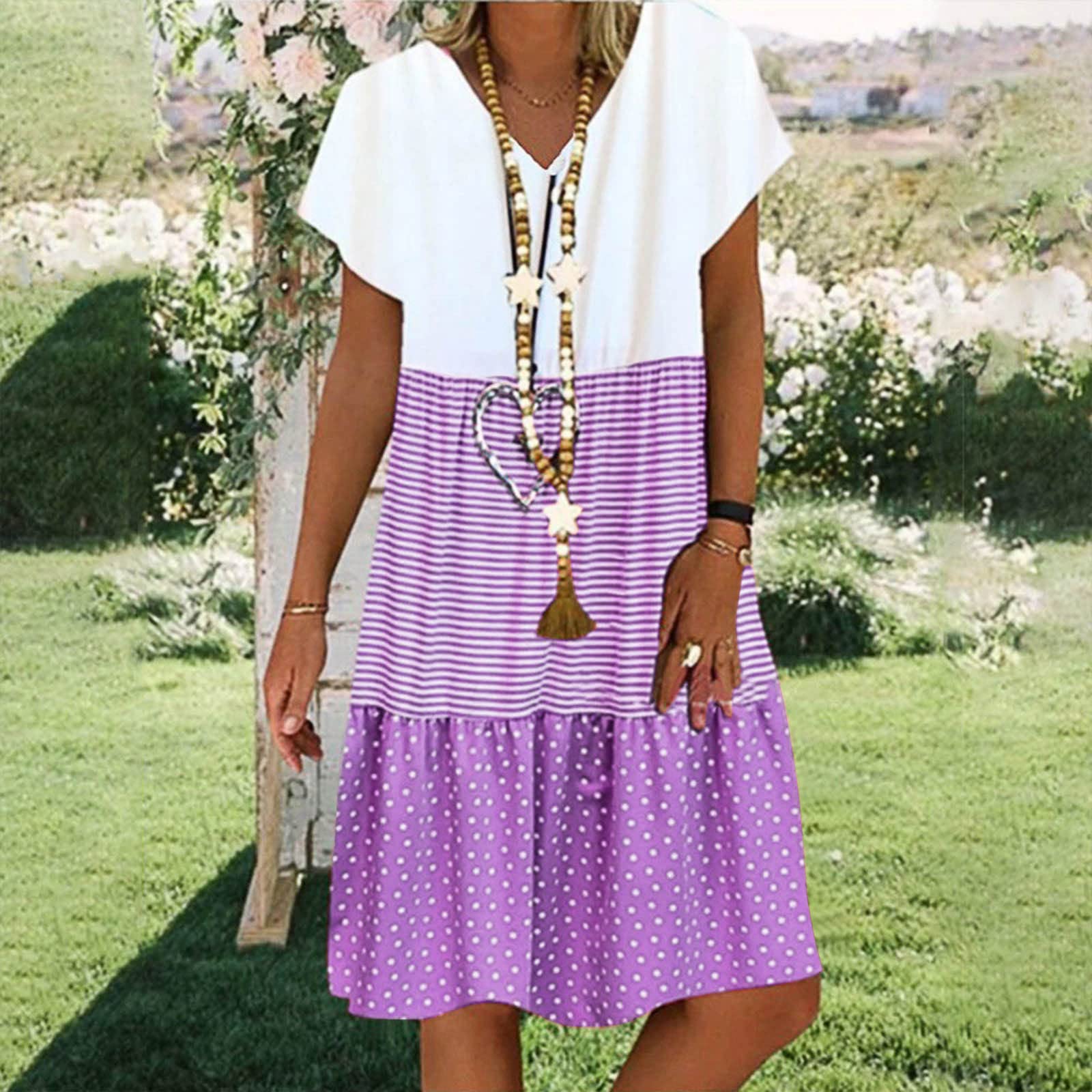 Women's Plus Size Casual Shirt Dress 2024 - Short Sleeve Midi Boho Sun Dress for Summer, Beach & Vacation | Perfect for Outdoor Activities, Travel & Relaxing