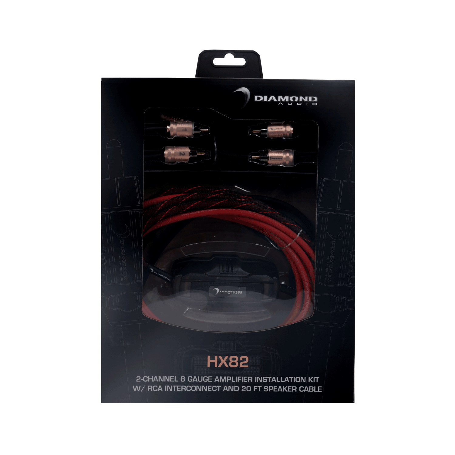 HX82 2 Channel 8 Gauge Amplifier Installation Kit with RCA Interconnect & 20ft Speaker Cable - Perfect for Car Audio Systems, Home Theater Setup, and Professional Sound Installations