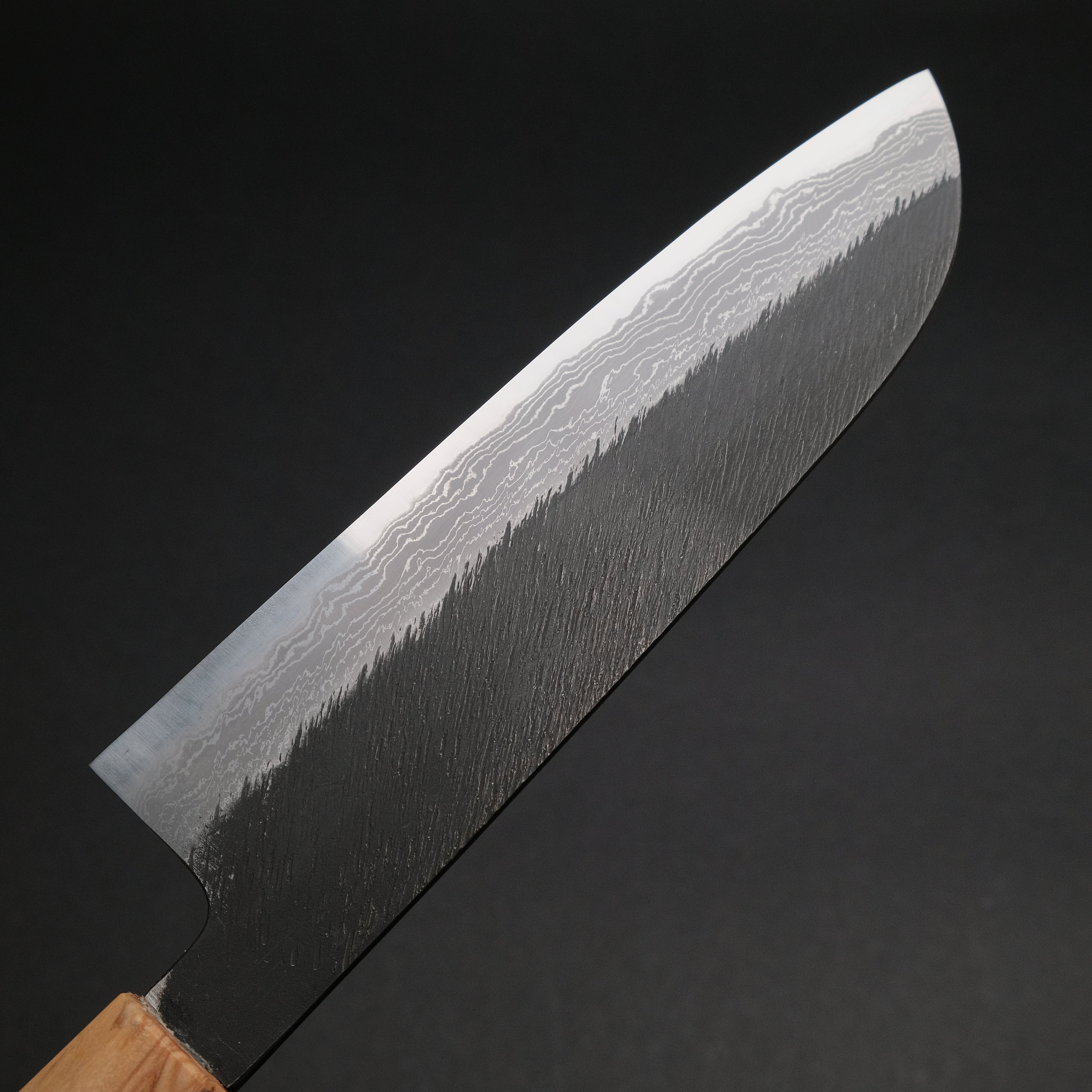 Premium Ajikataya White #2 Matsuba Damascus Santoku Knife 180mm - Olive Wood & Resin Handle (#19) - Japanese Kitchen Knife for Professional Chefs & Home Cooking - Perfect for Slicing, Dicing & Chopping Vegetables, Meat & Fish
