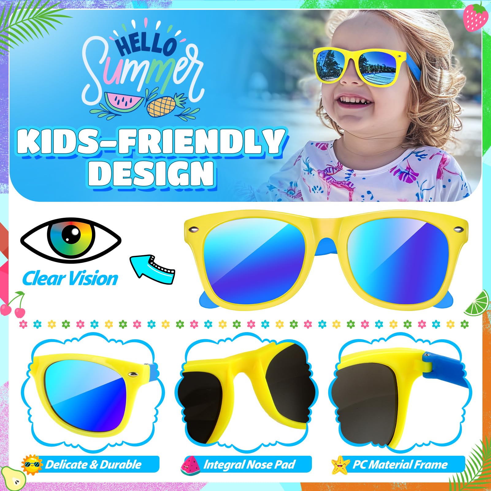 Beach Toys for Kids 3-10 - Sand Bucket, Sunglasses & Castle Set for Beach Fun