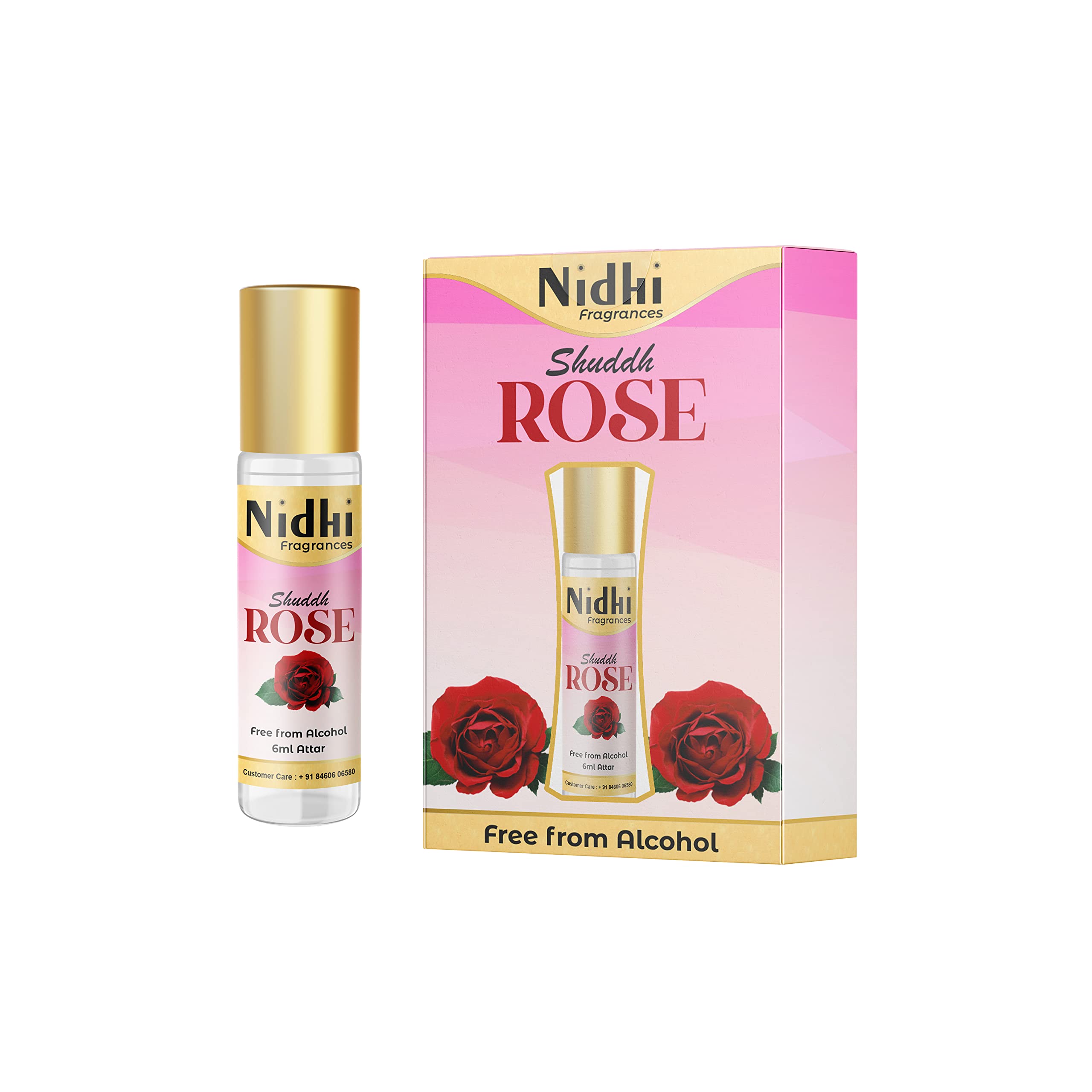 Pure Nidhi Herbal Suddh Rose Perfume Flora Attar - 6ml Natural Fragrance for Men & Women | Romantic Dates, Special Occasions, Daily Wear